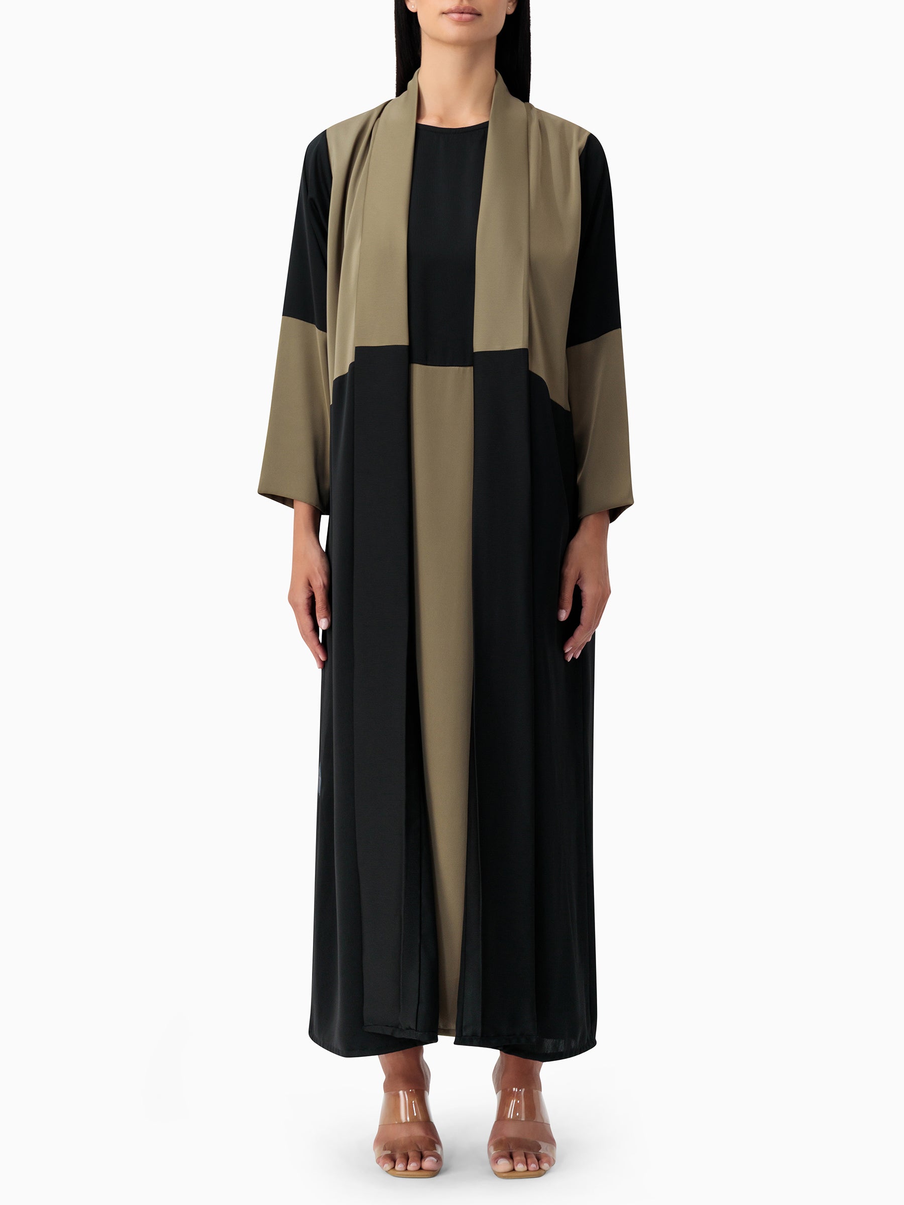 Blocks - Black / Taupe Abaya