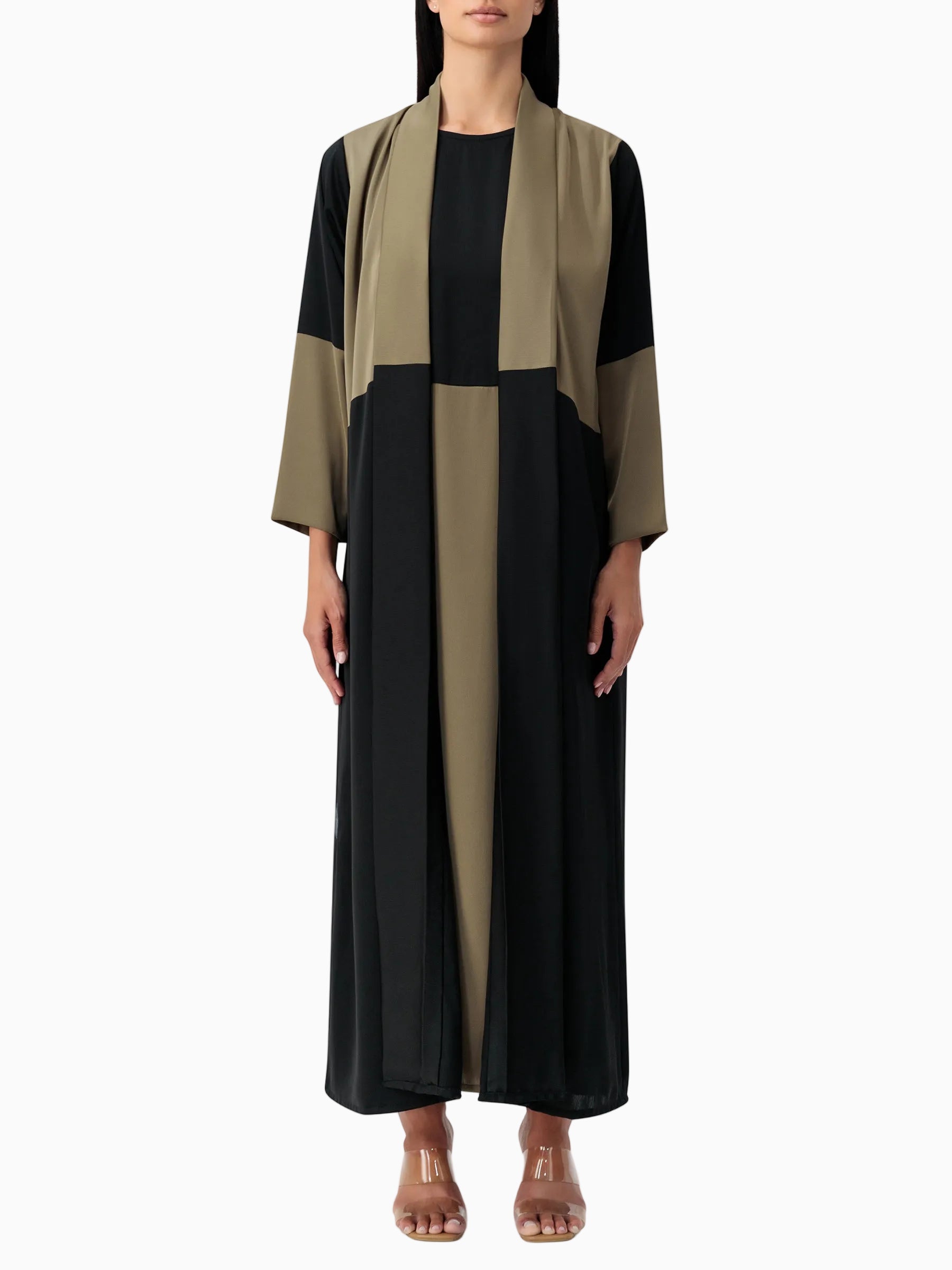 Blocks - Black / Taupe Abaya