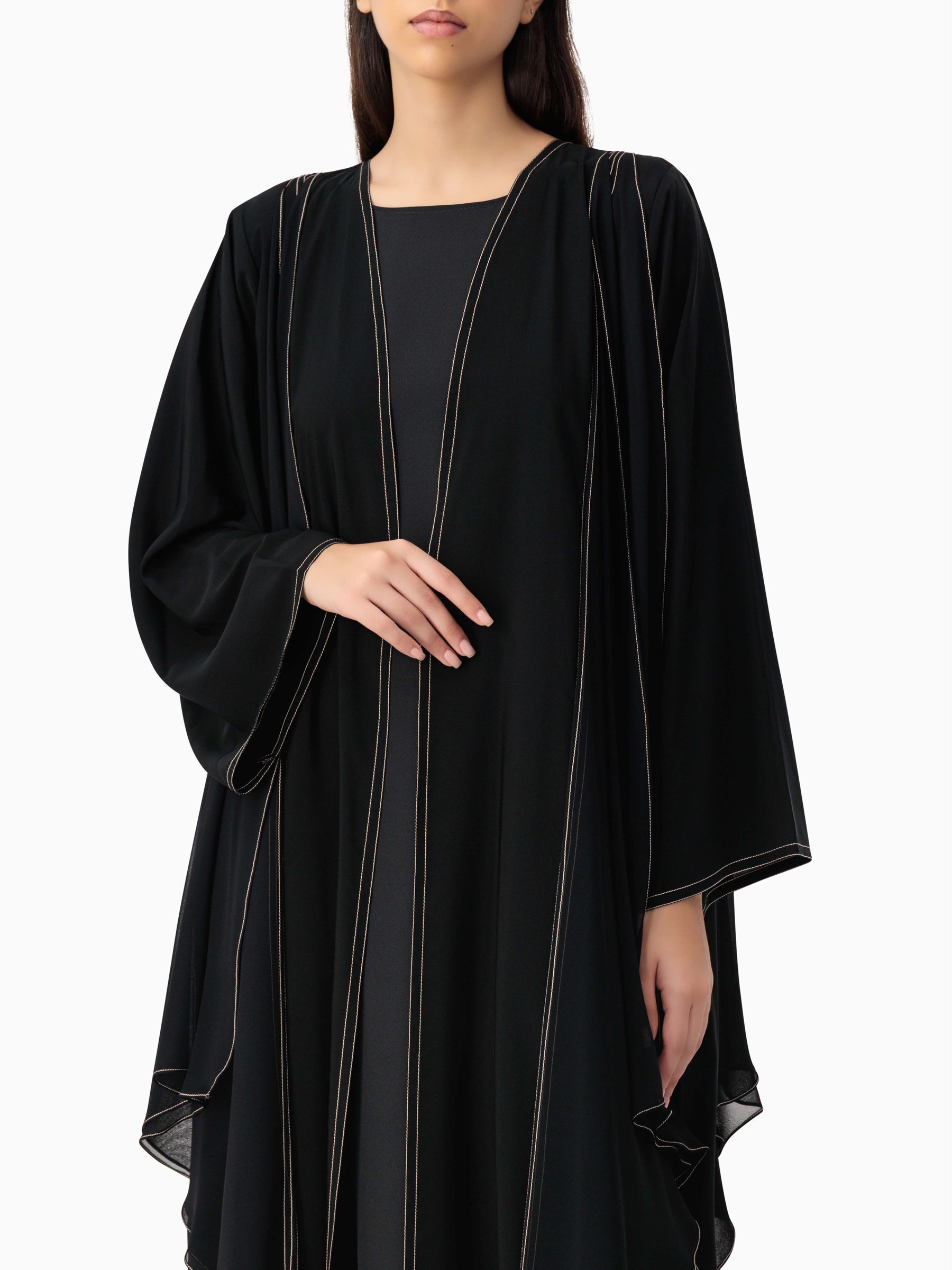 Ruffles Beige Layers Abaya