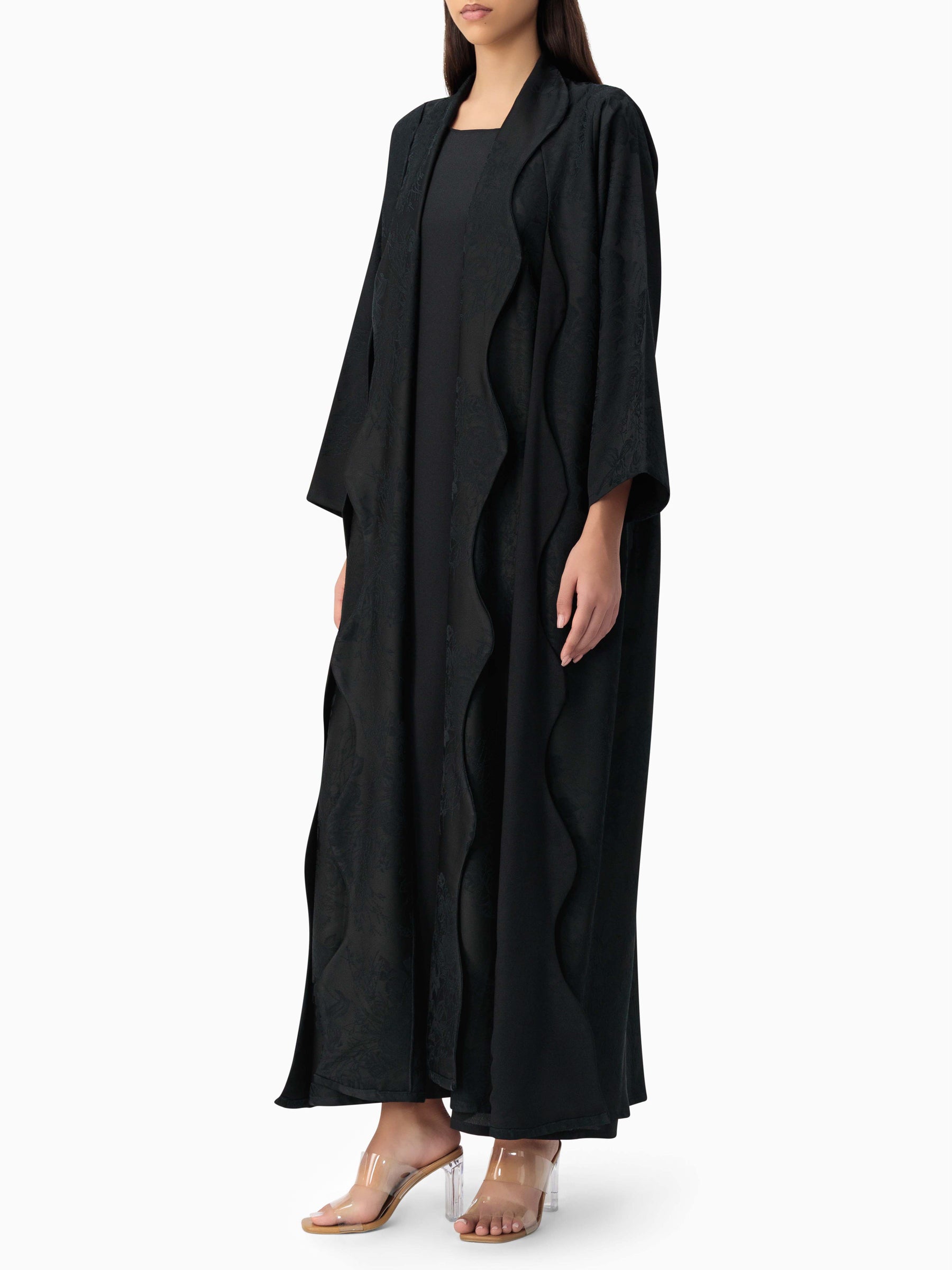 Layers Jacquard Black Abaya