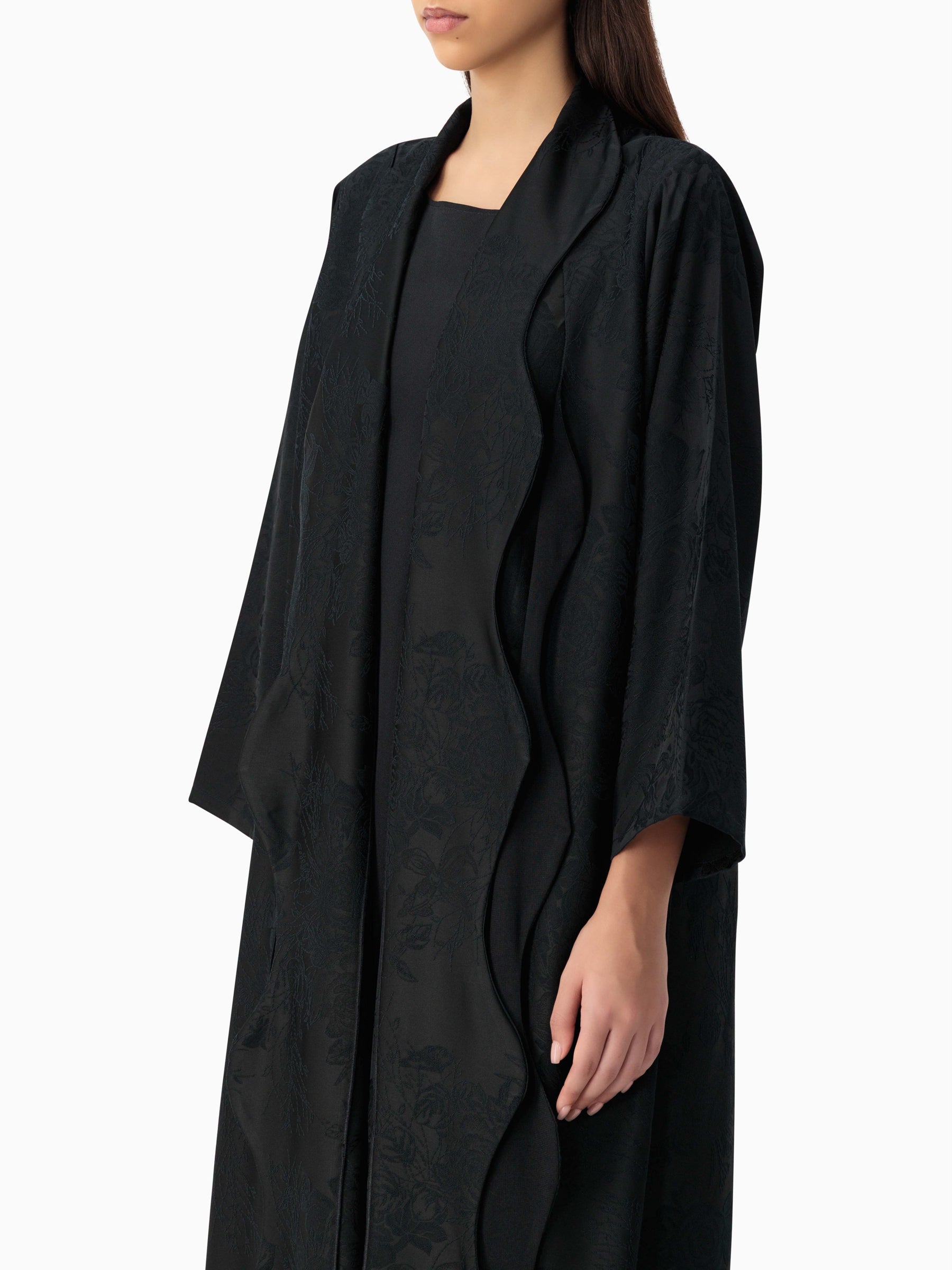 Layers Jacquard Black Abaya