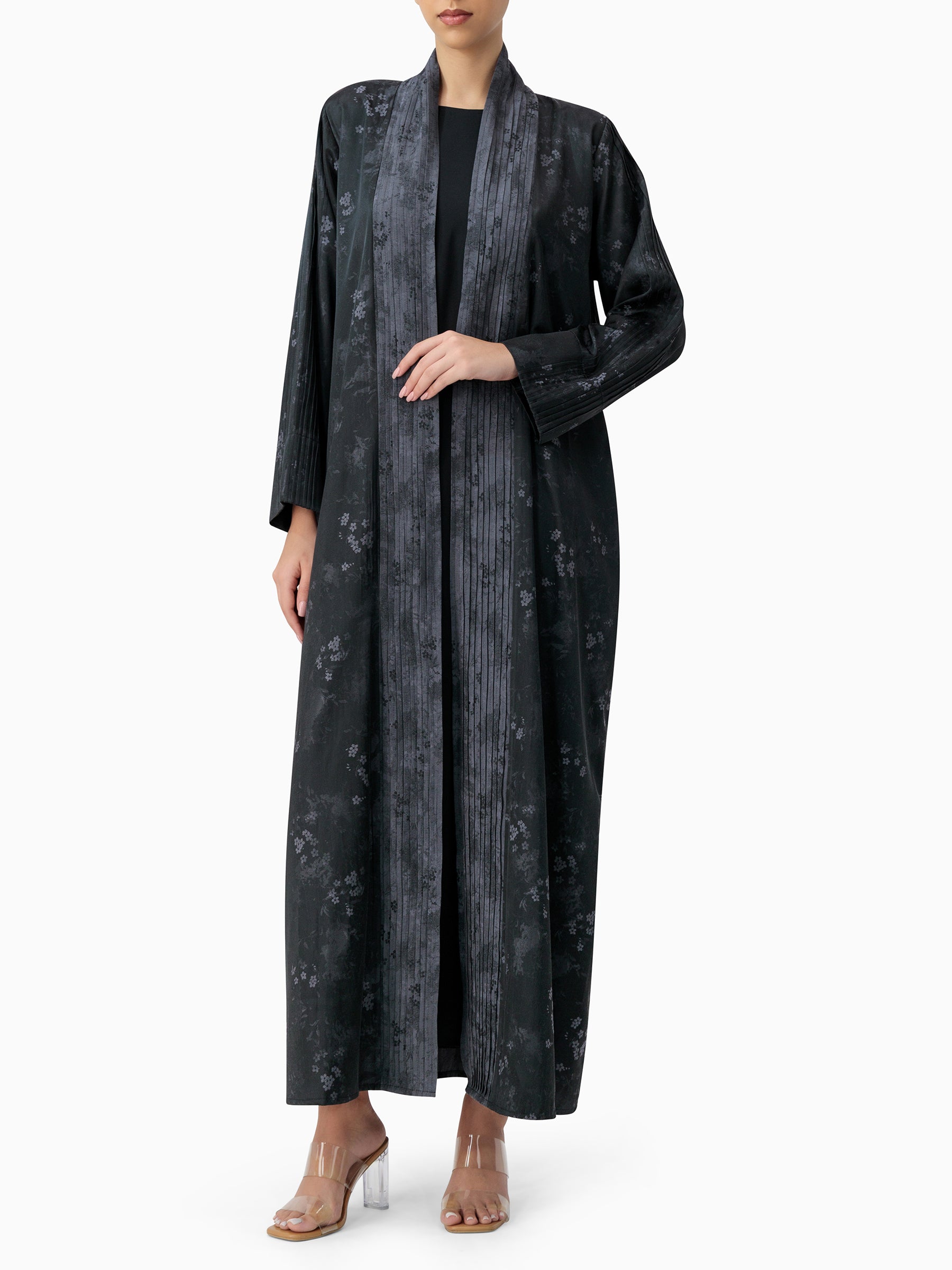 Blossom - Pleated Grey Abaya