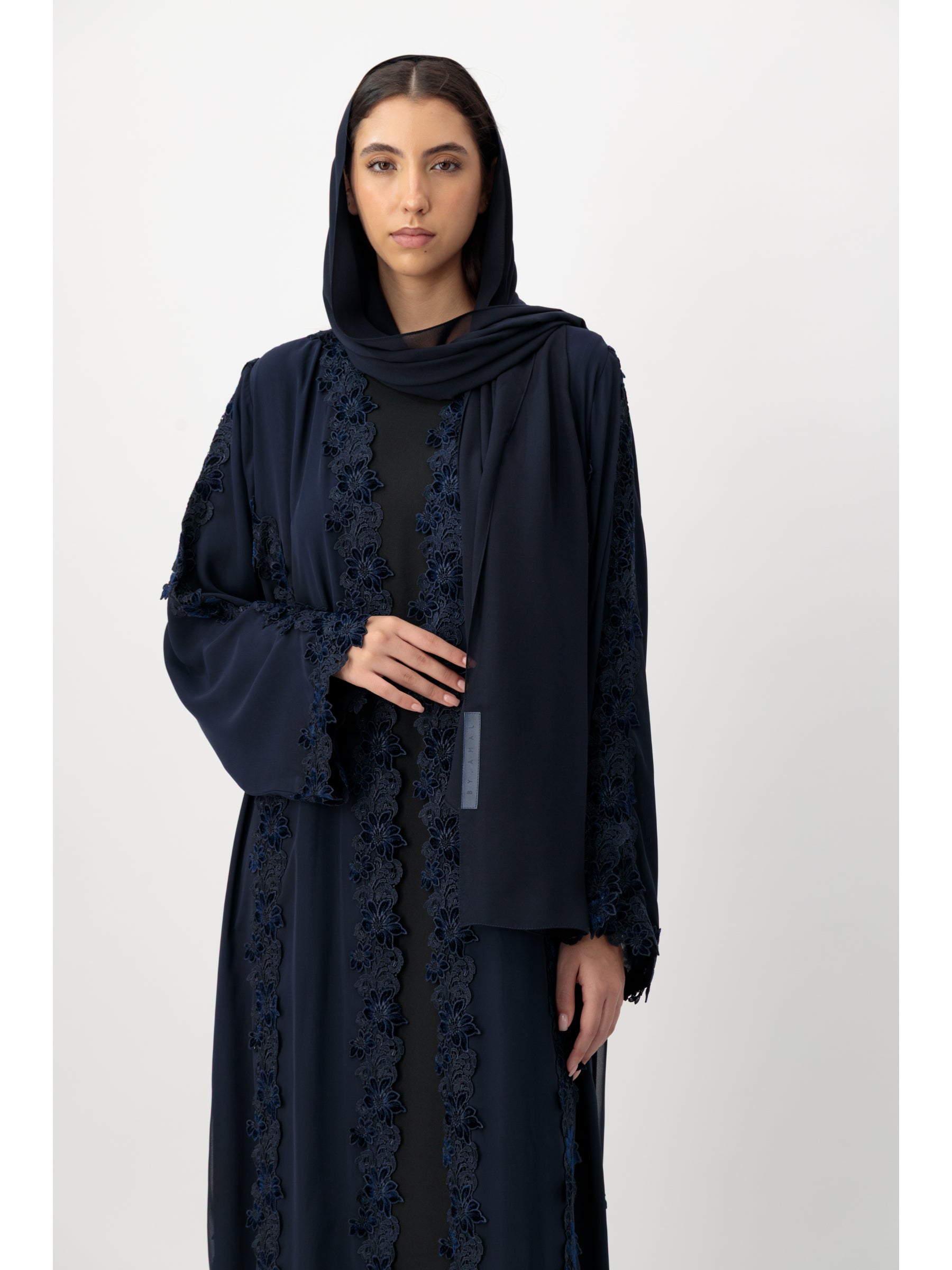 Floral Lace Navy Abaya