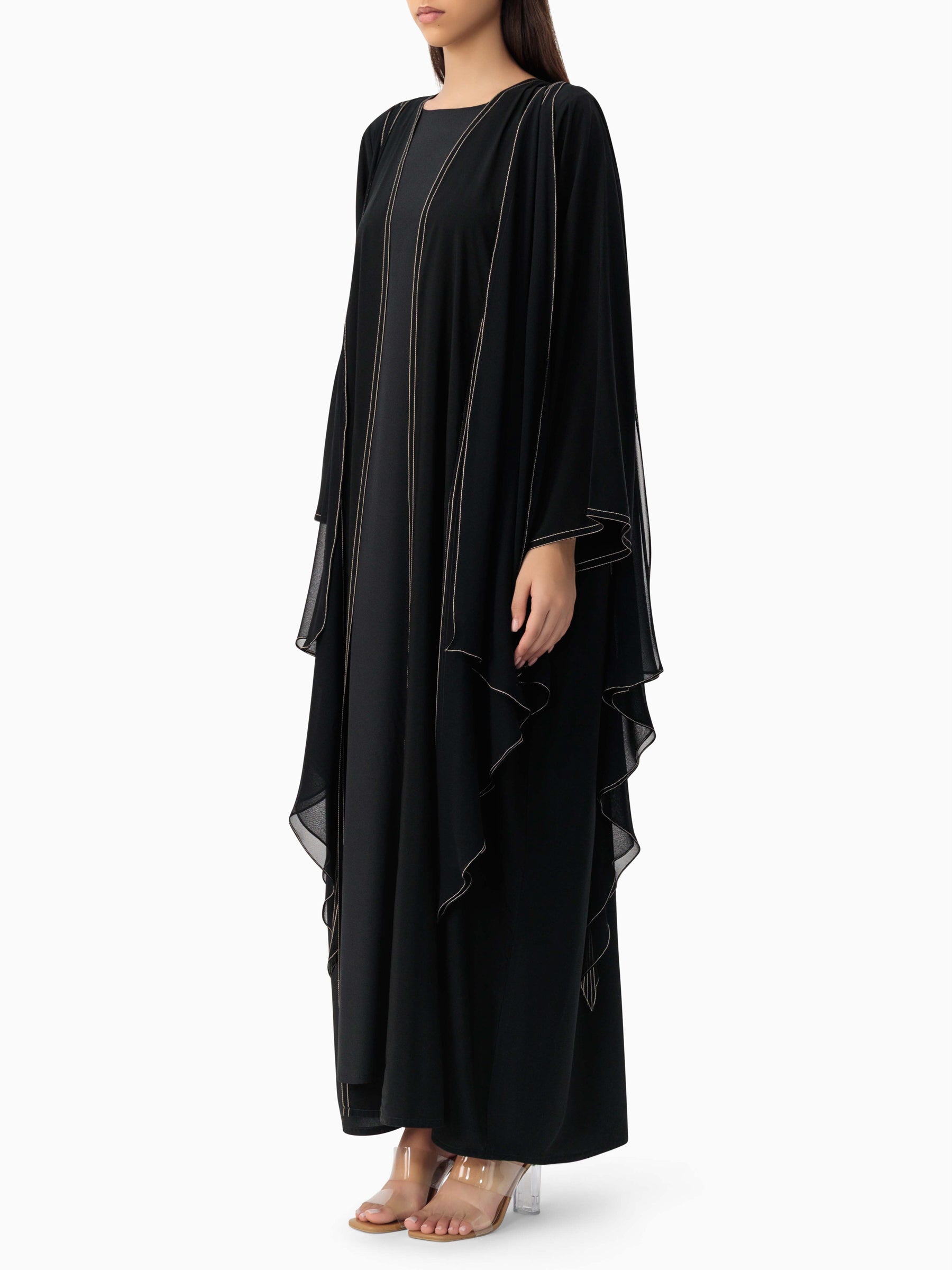 Ruffles Beige Layers Abaya