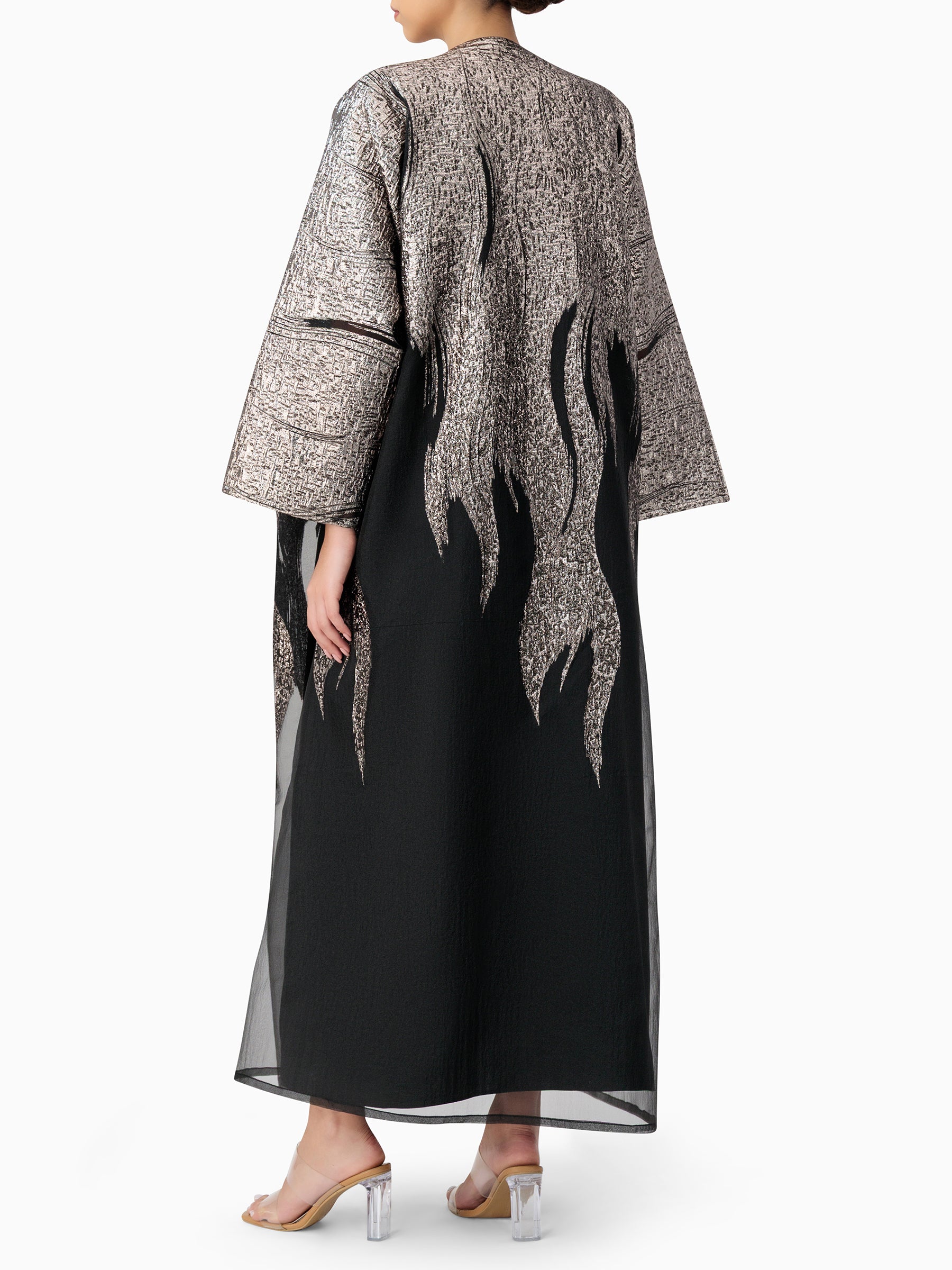 Luxe 02 - Black with Silver Bisht Abaya