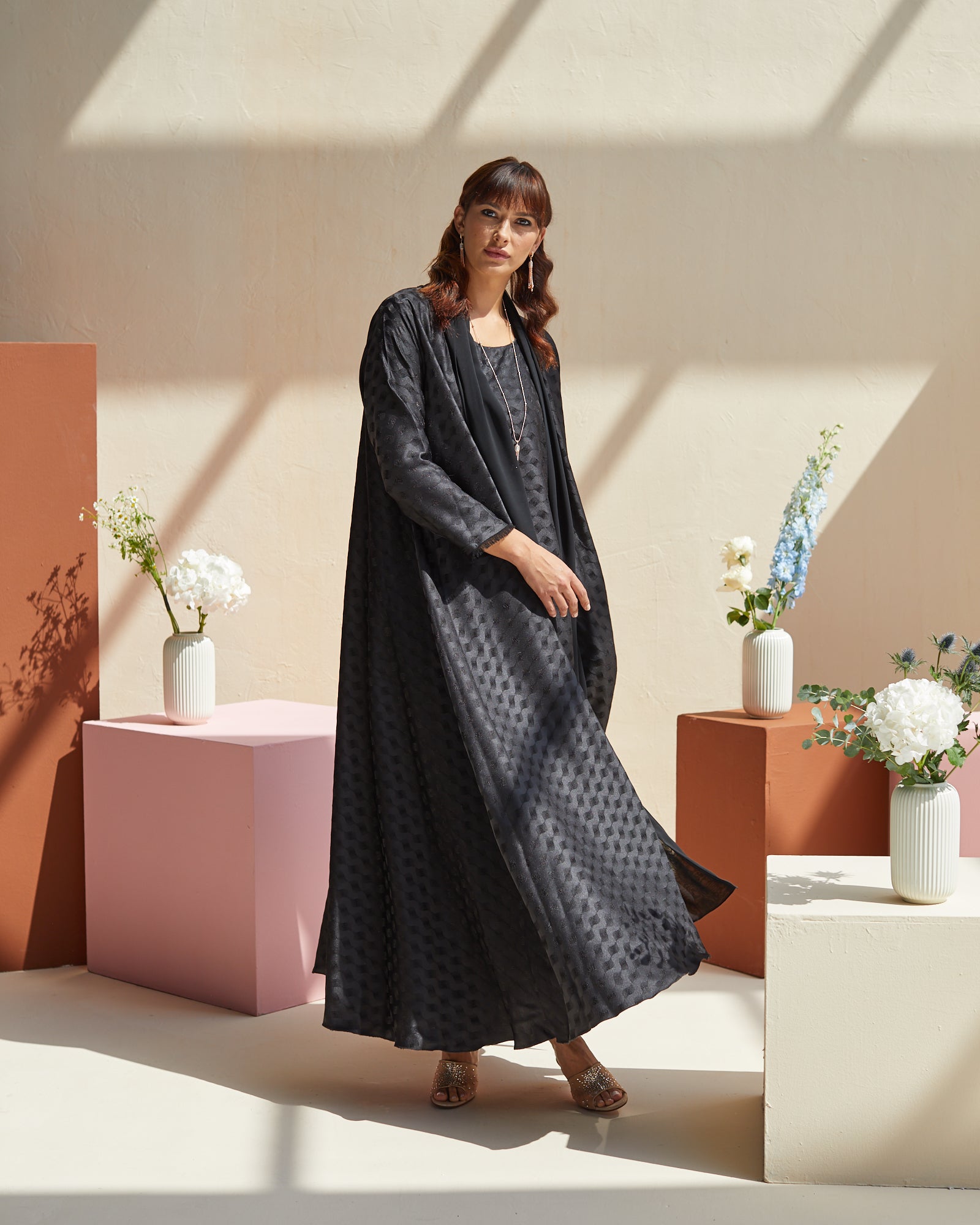 Swan Set - Black Abaya and Dress Set