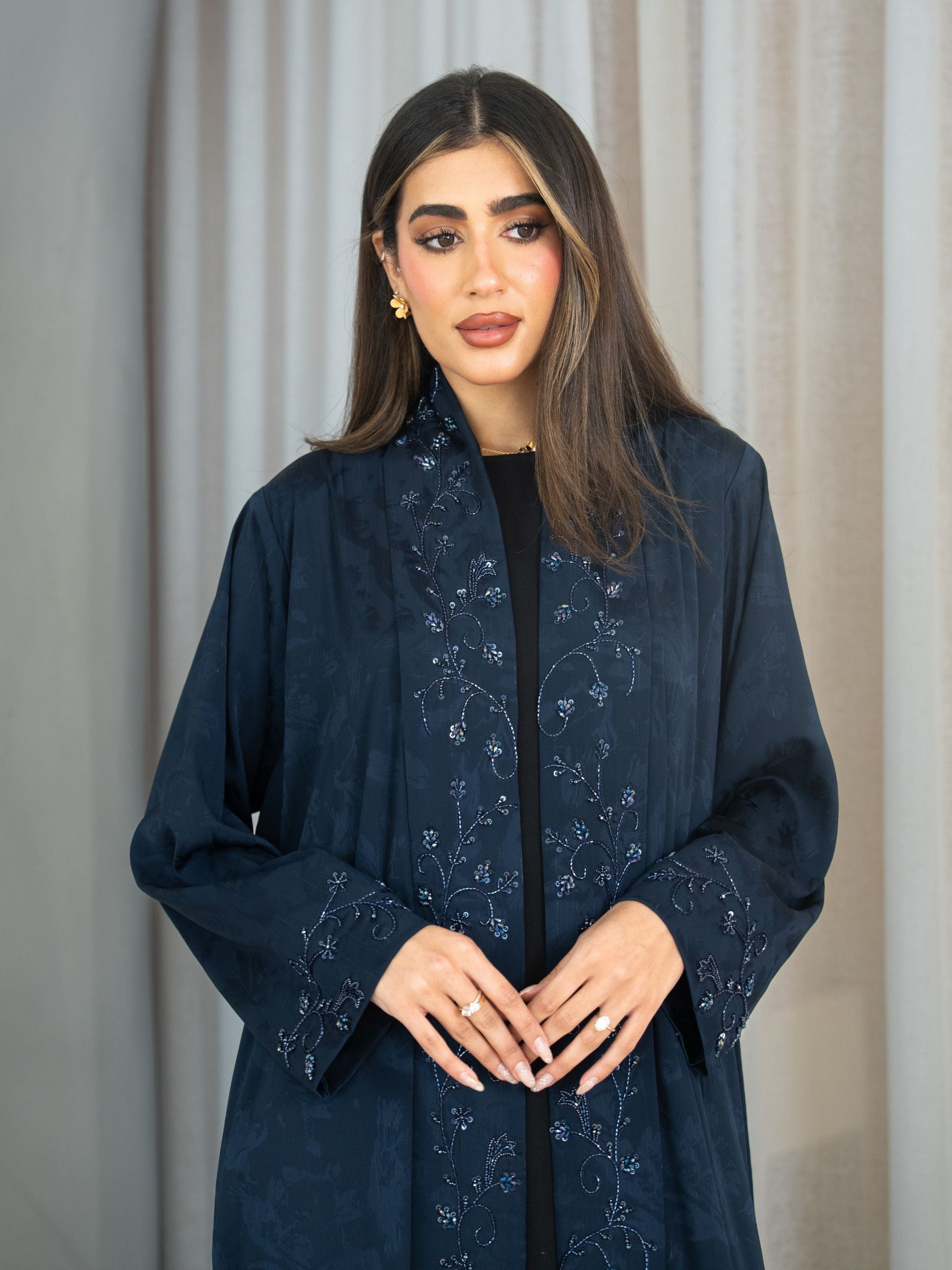 Petaline - Navy Blue Abaya