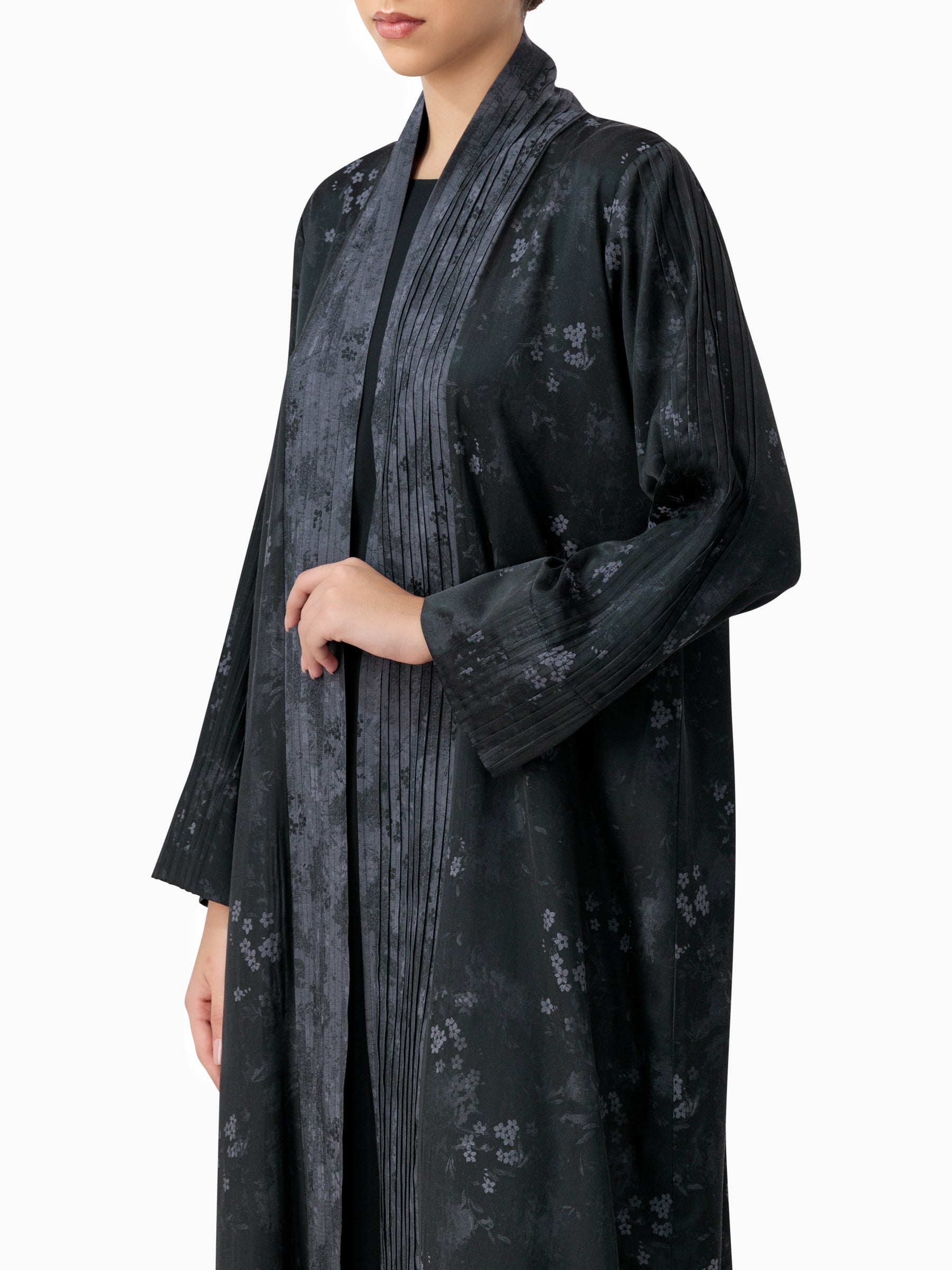 Blossom - Pleated Grey Abaya