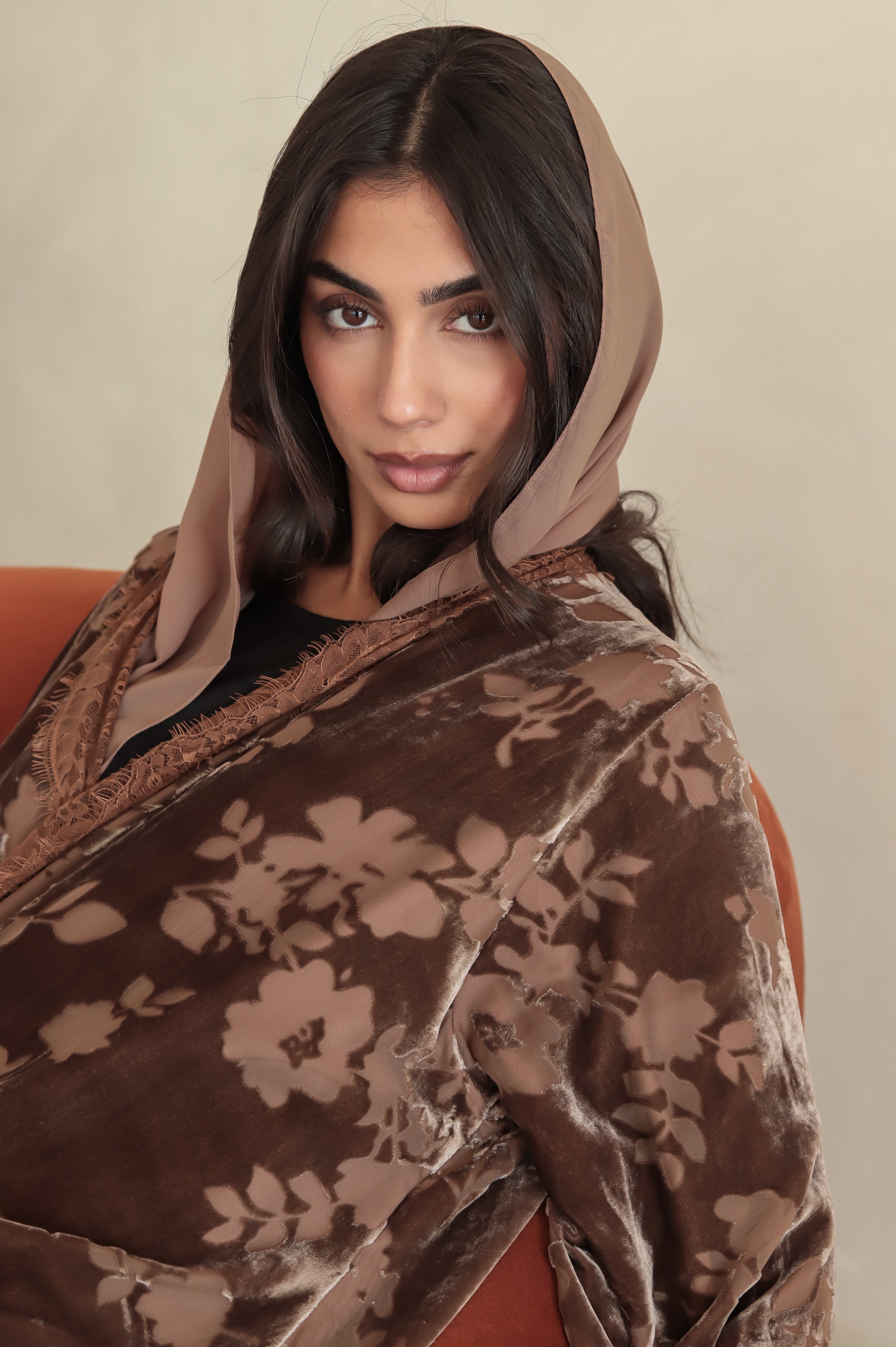 Velvet - Garden Nude Abaya