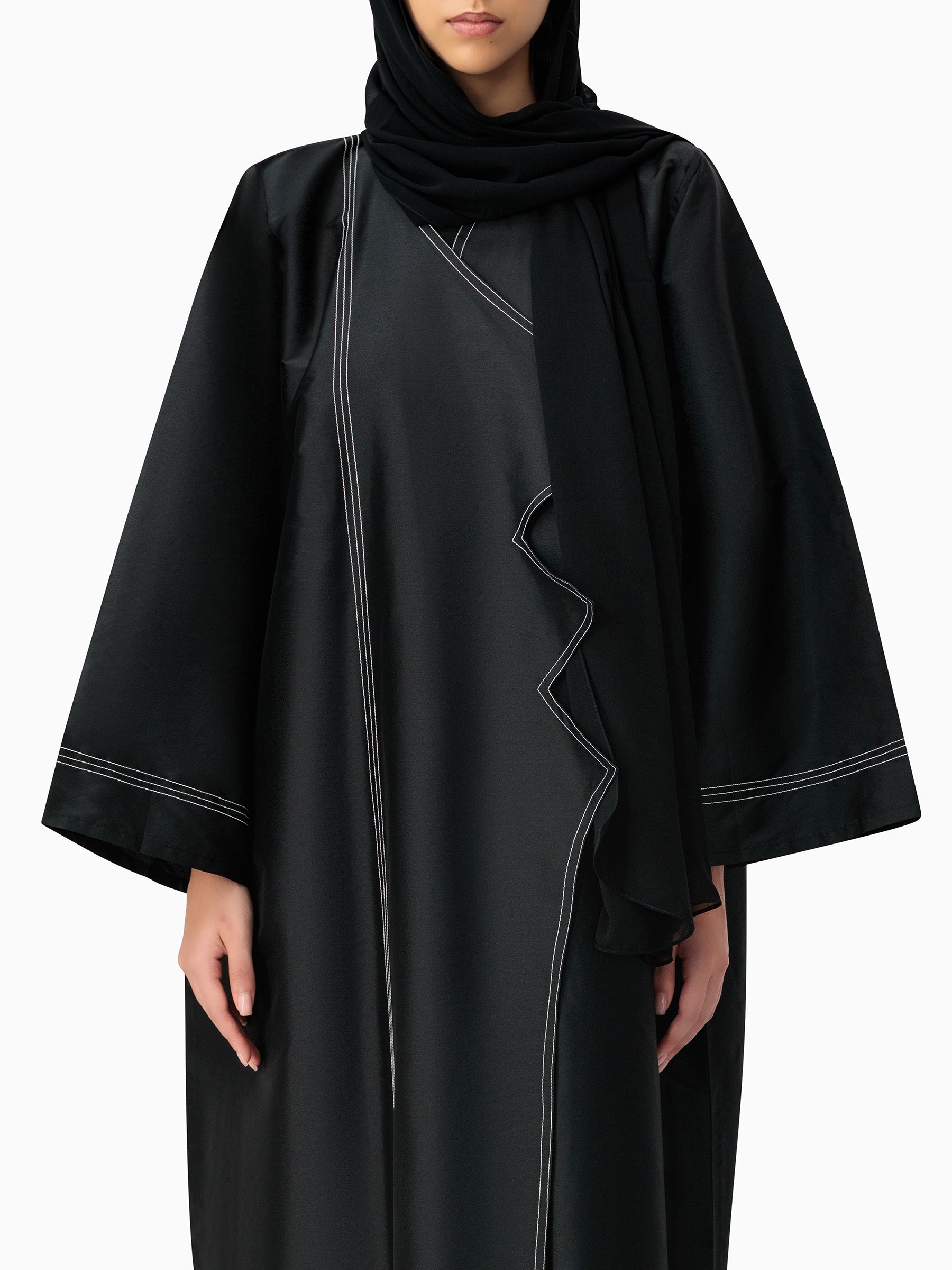 Taffeta Zigzag Black Abaya
