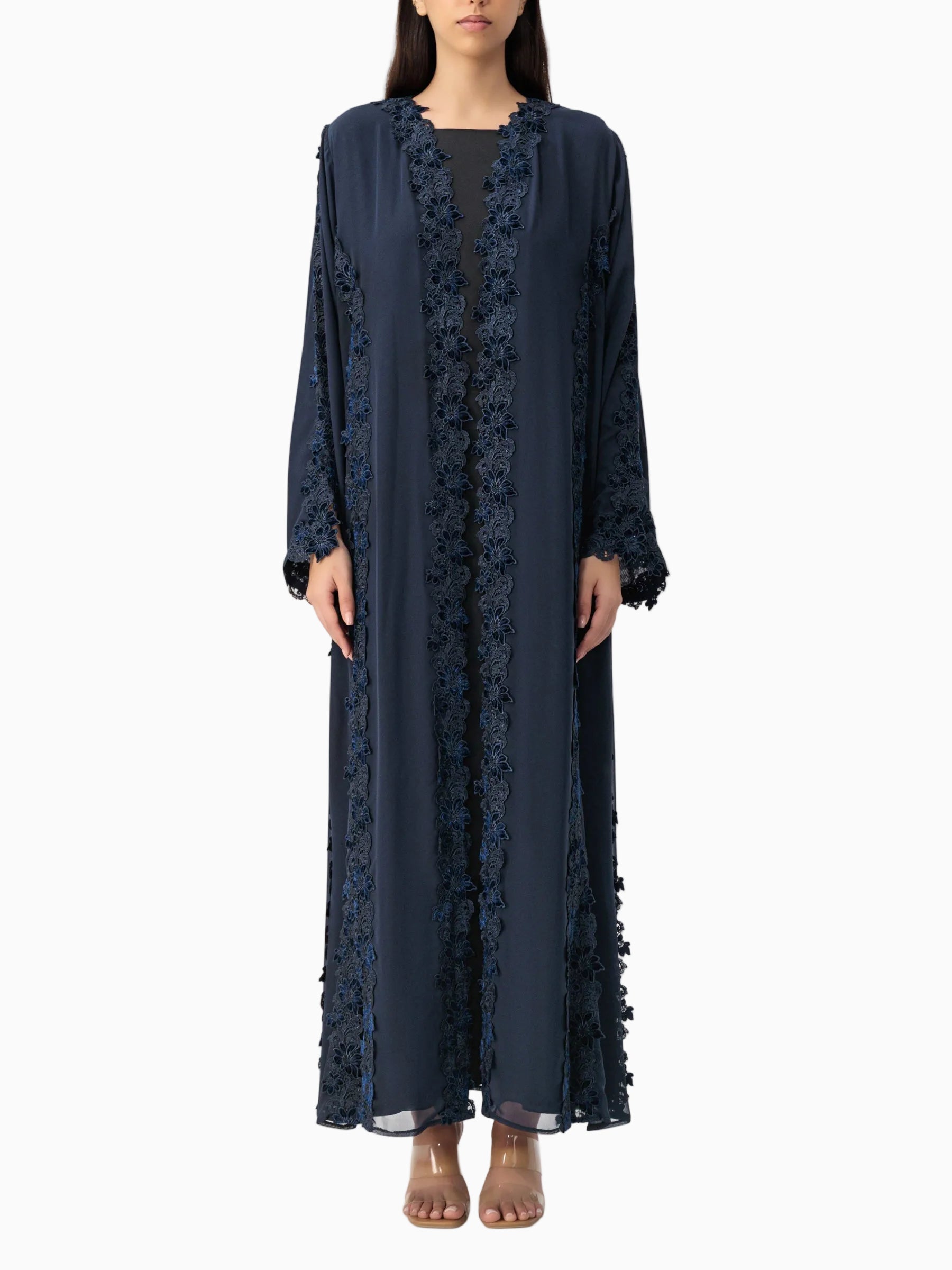 Floral Lace Navy Abaya
