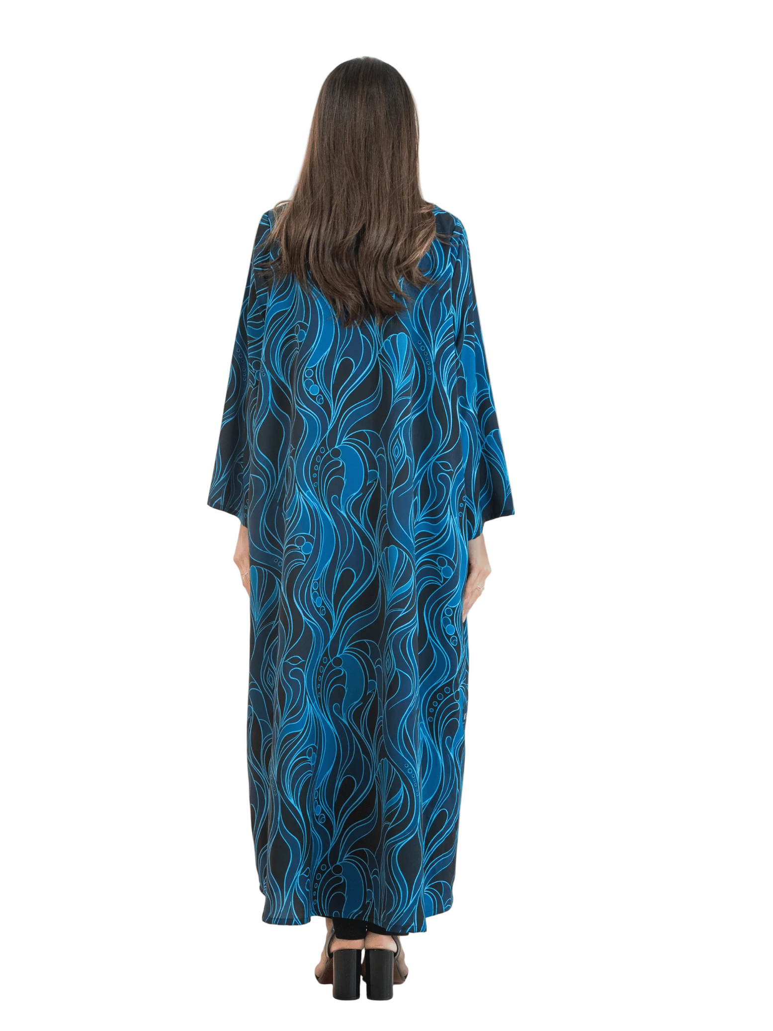 Printed Waves - Navy Blue Abaya