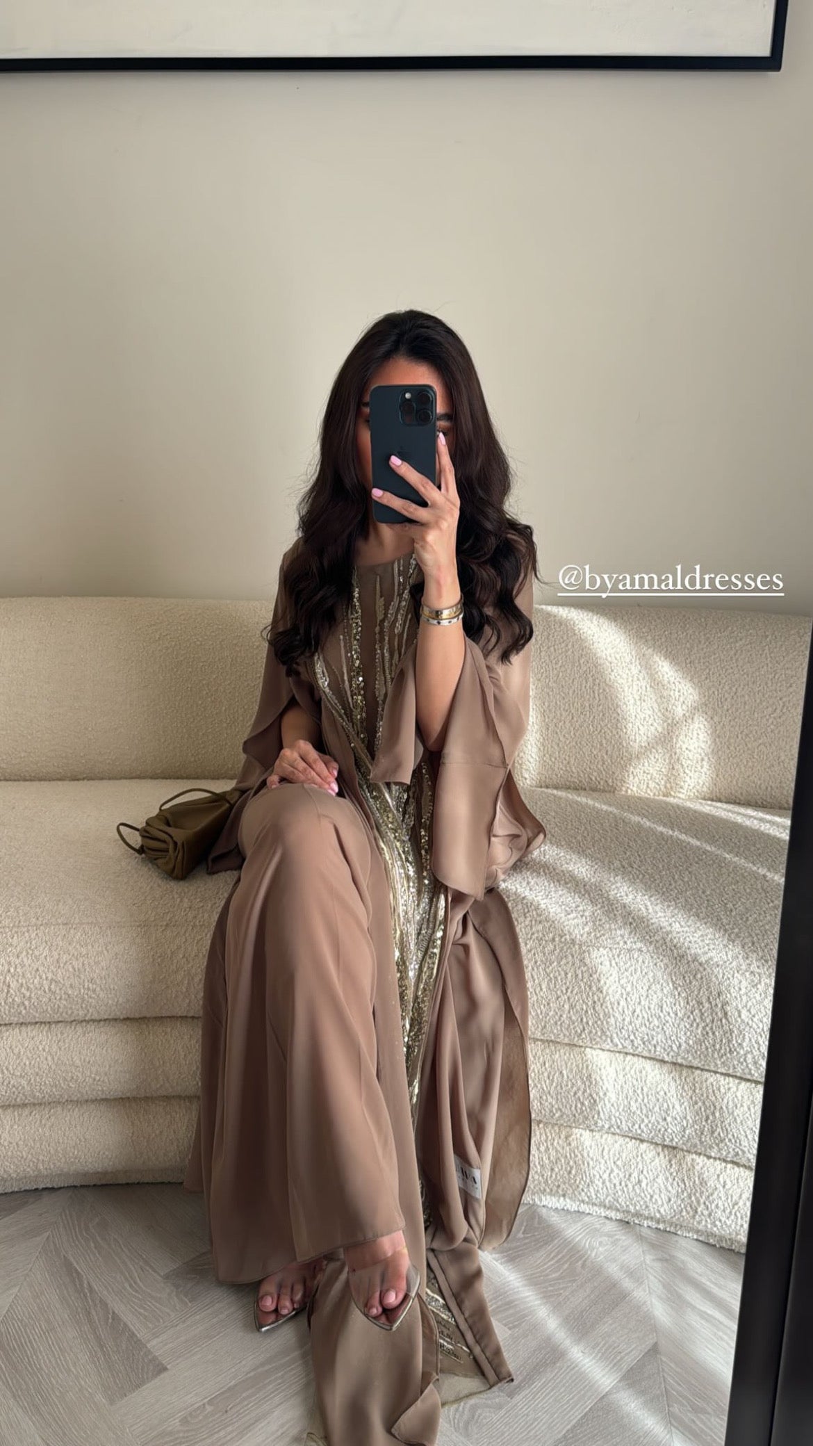 Curved02 Dress - Brown Embellished Dress