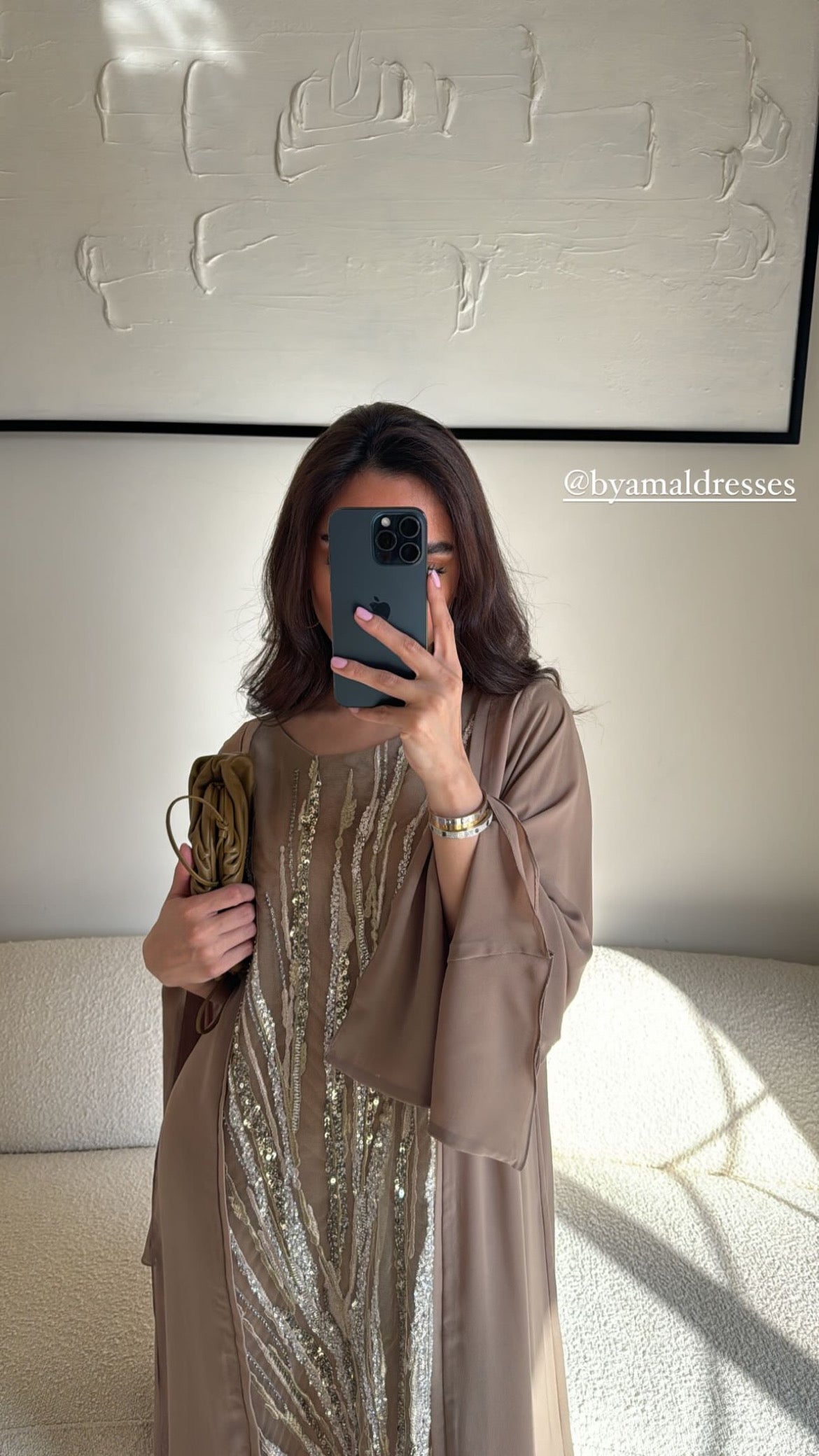 Curved02 Dress - Brown Embellished Dress