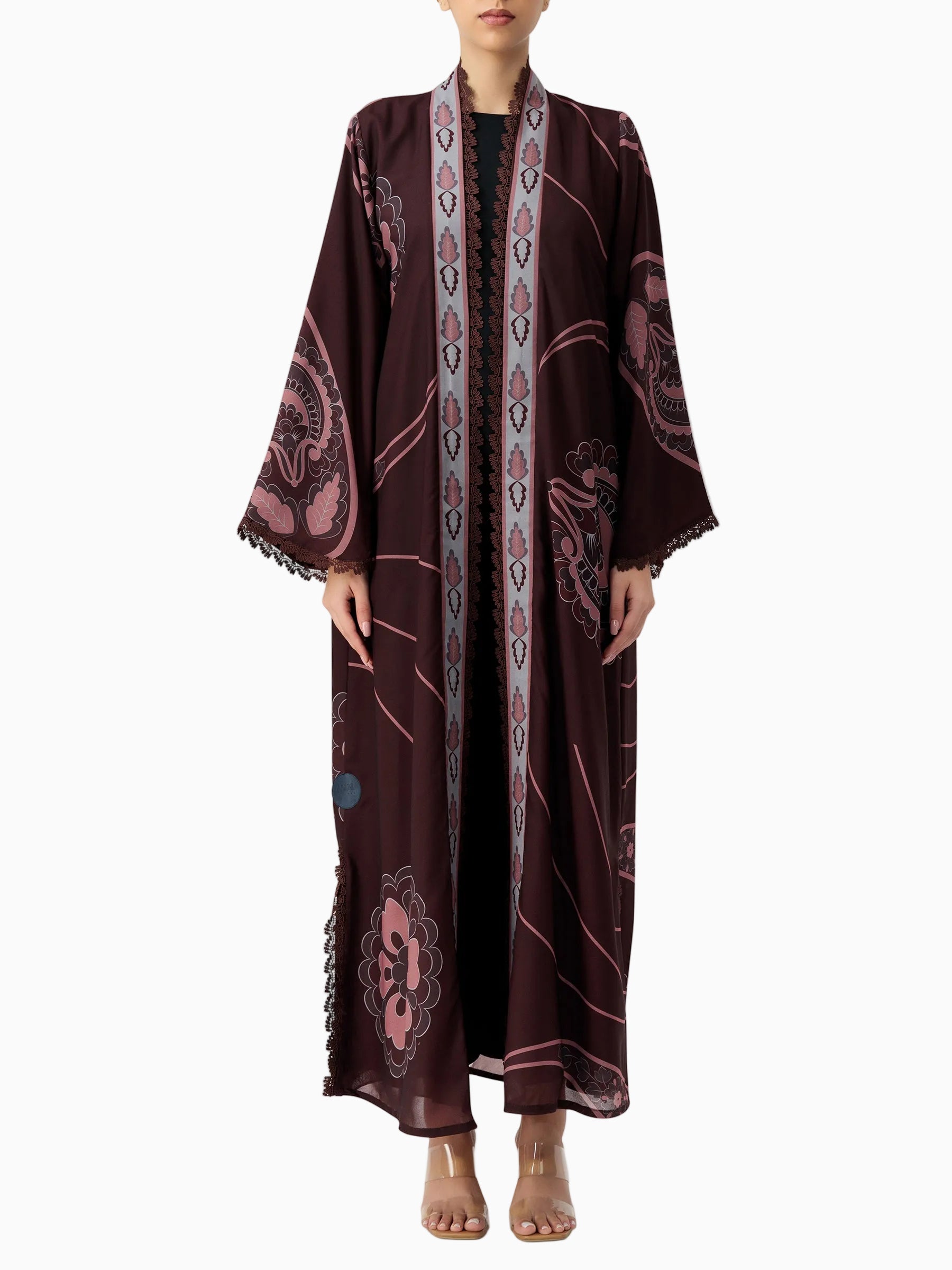 Damask Petals - Printed Maroon Abaya