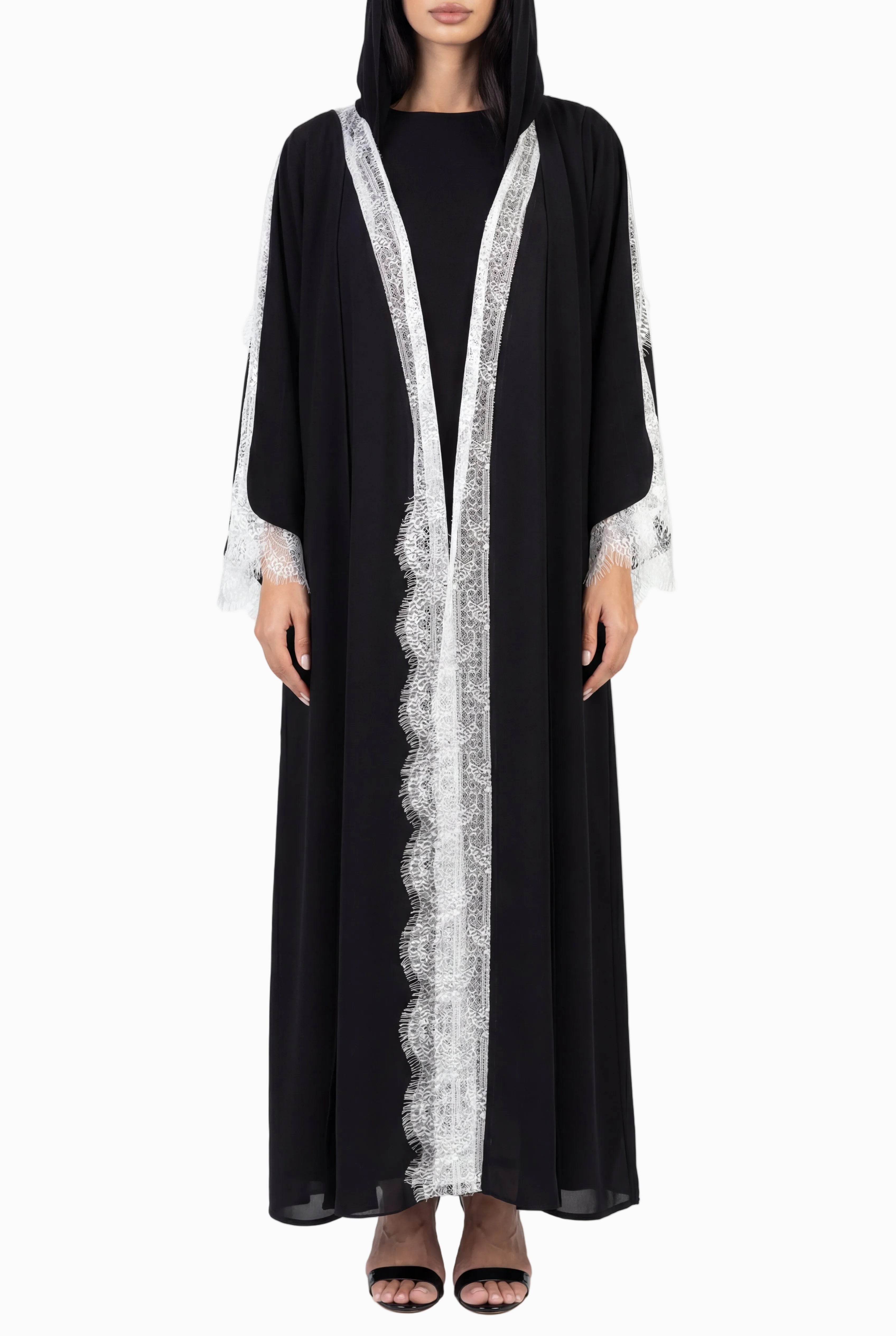 Layali- White Lace ( black Abaya )