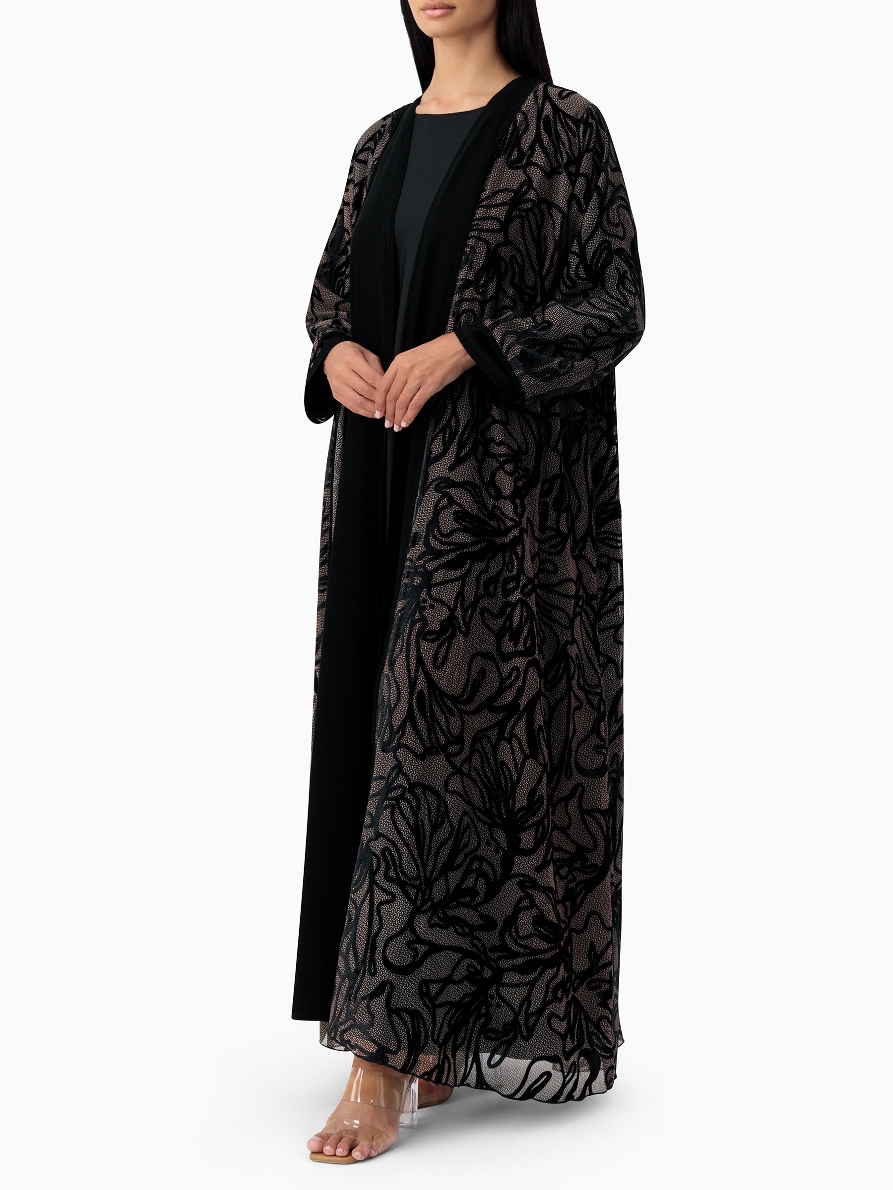 Velvet - Swirl Black Abaya