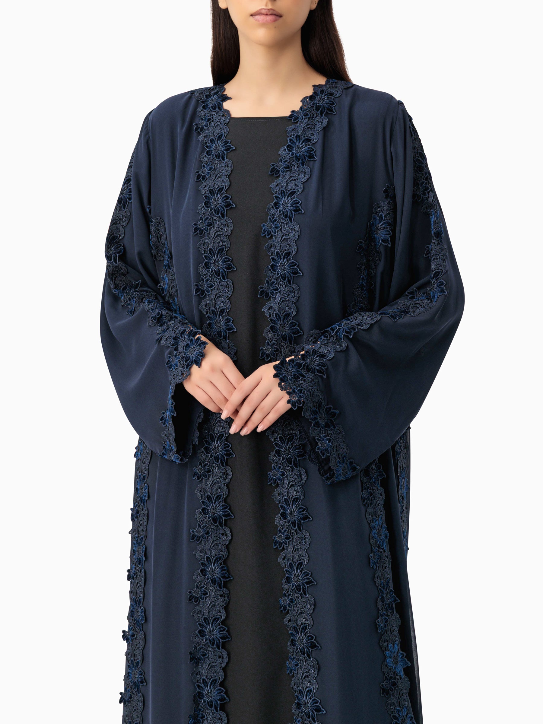Floral Lace Navy Abaya