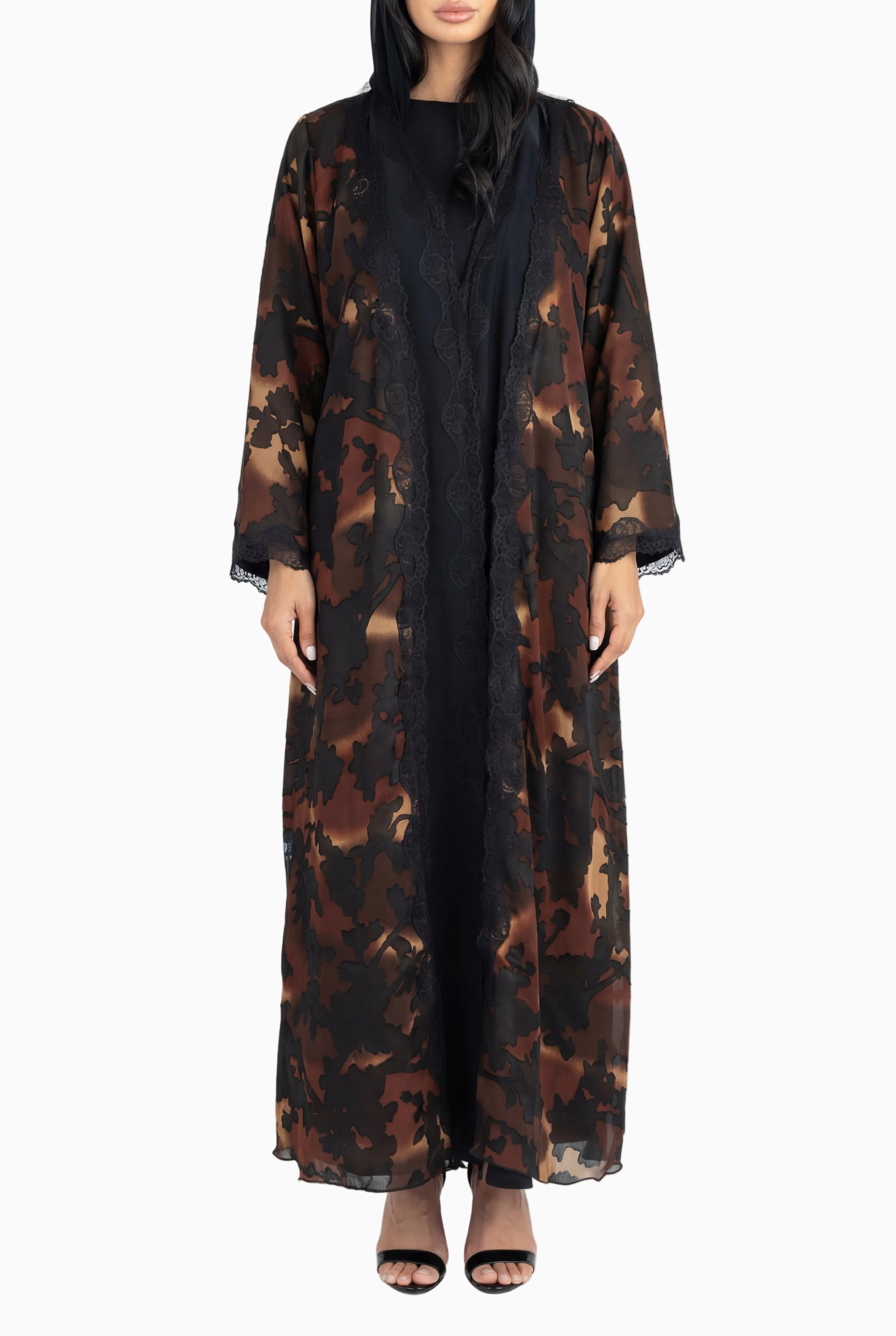 Rimal - Black & Brown Abaya
