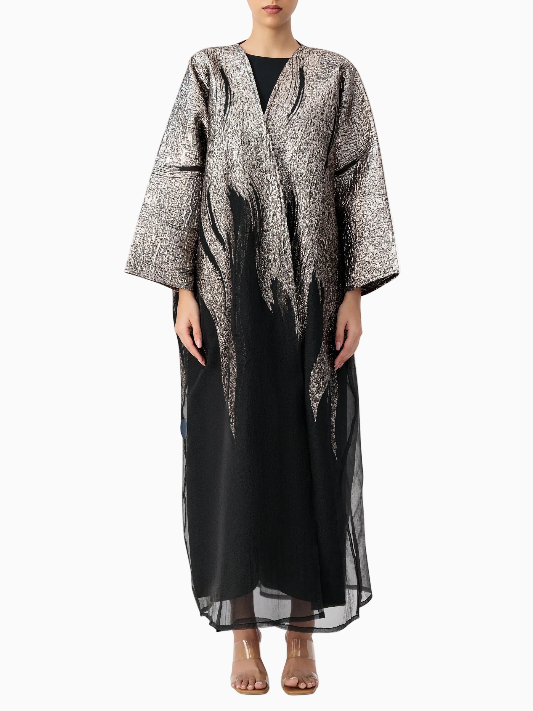 Luxe 02 - Black with Silver Bisht Abaya