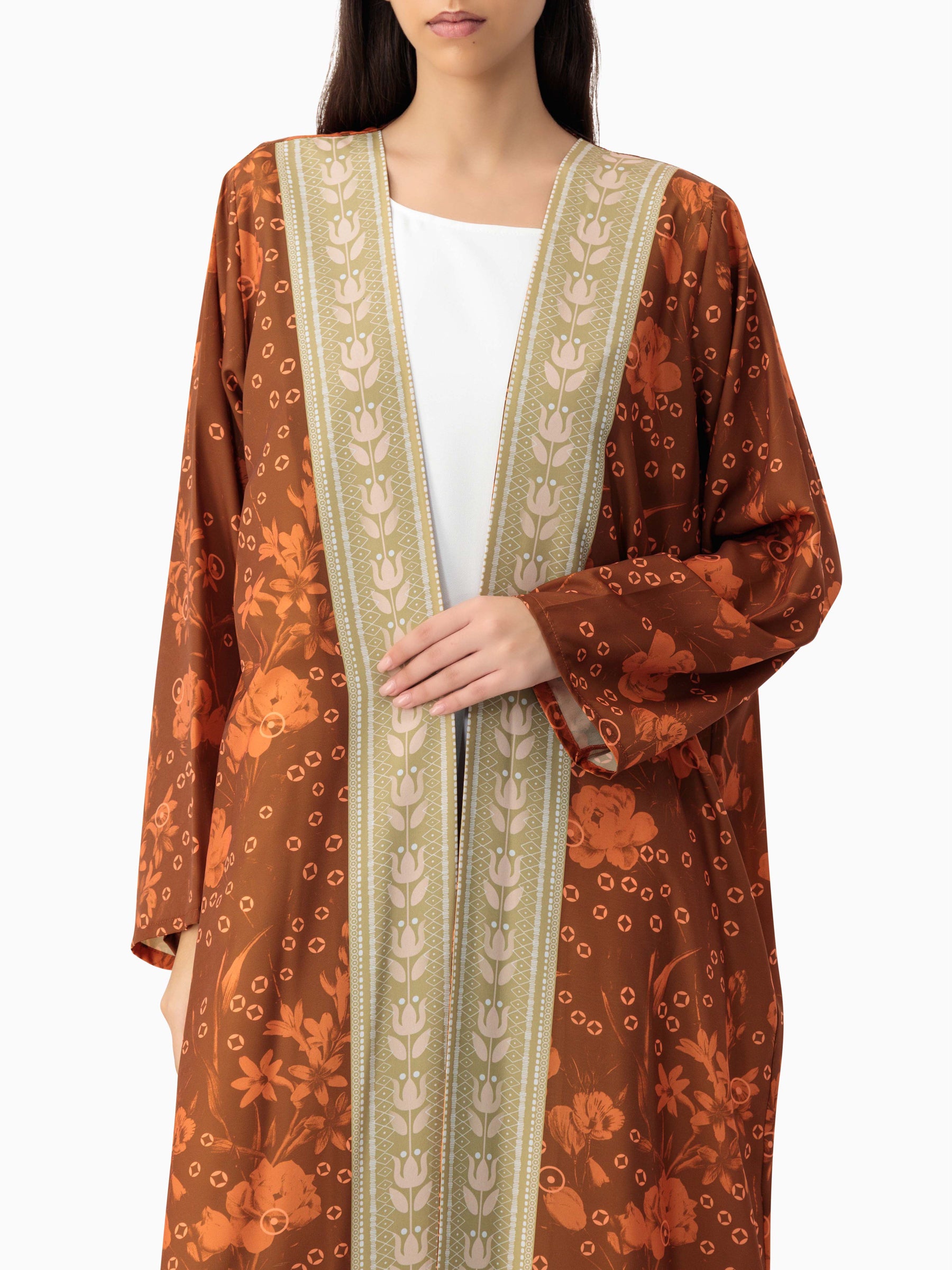 BRX print - Orange Abaya