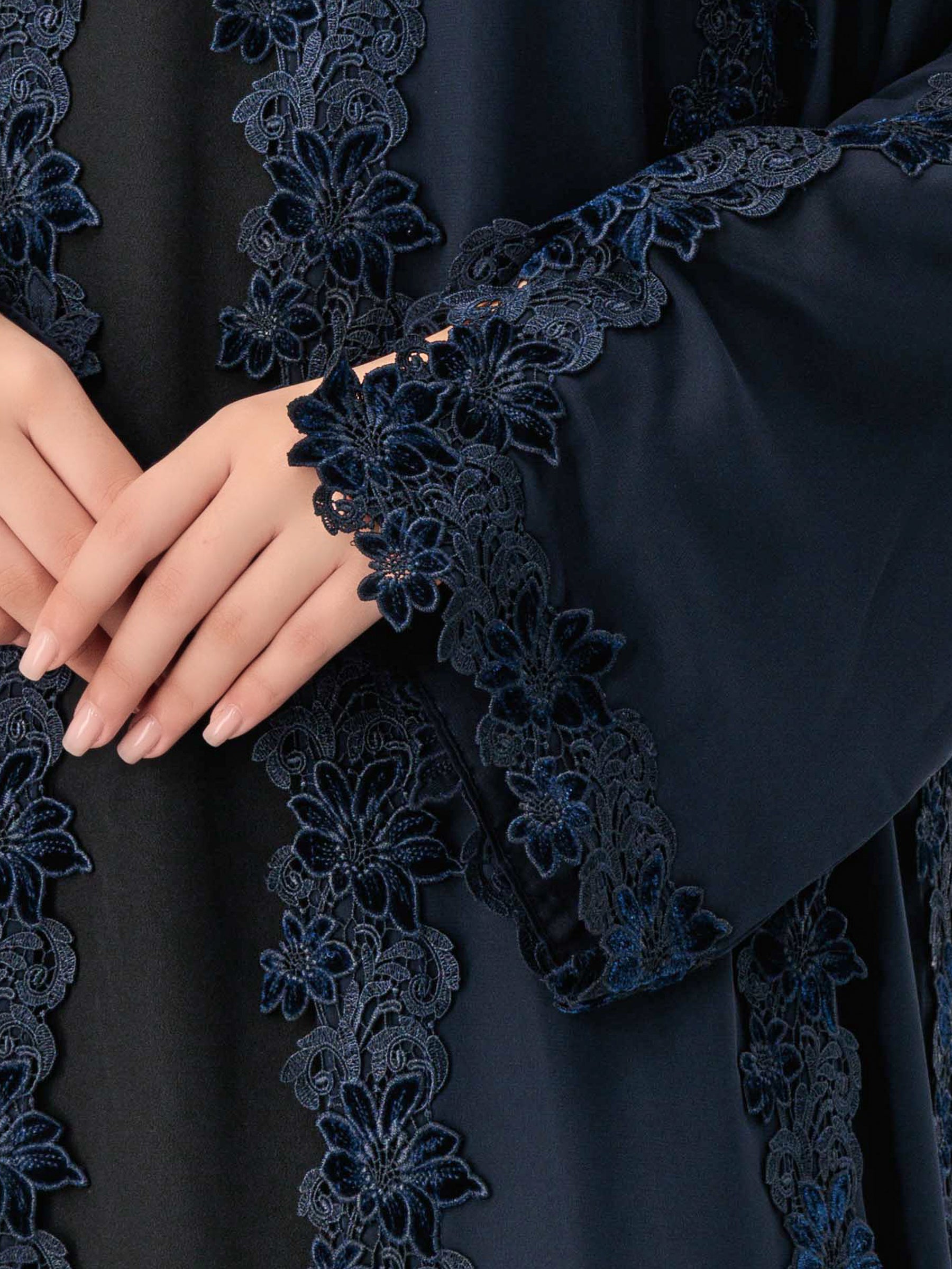 Floral Lace Navy Abaya