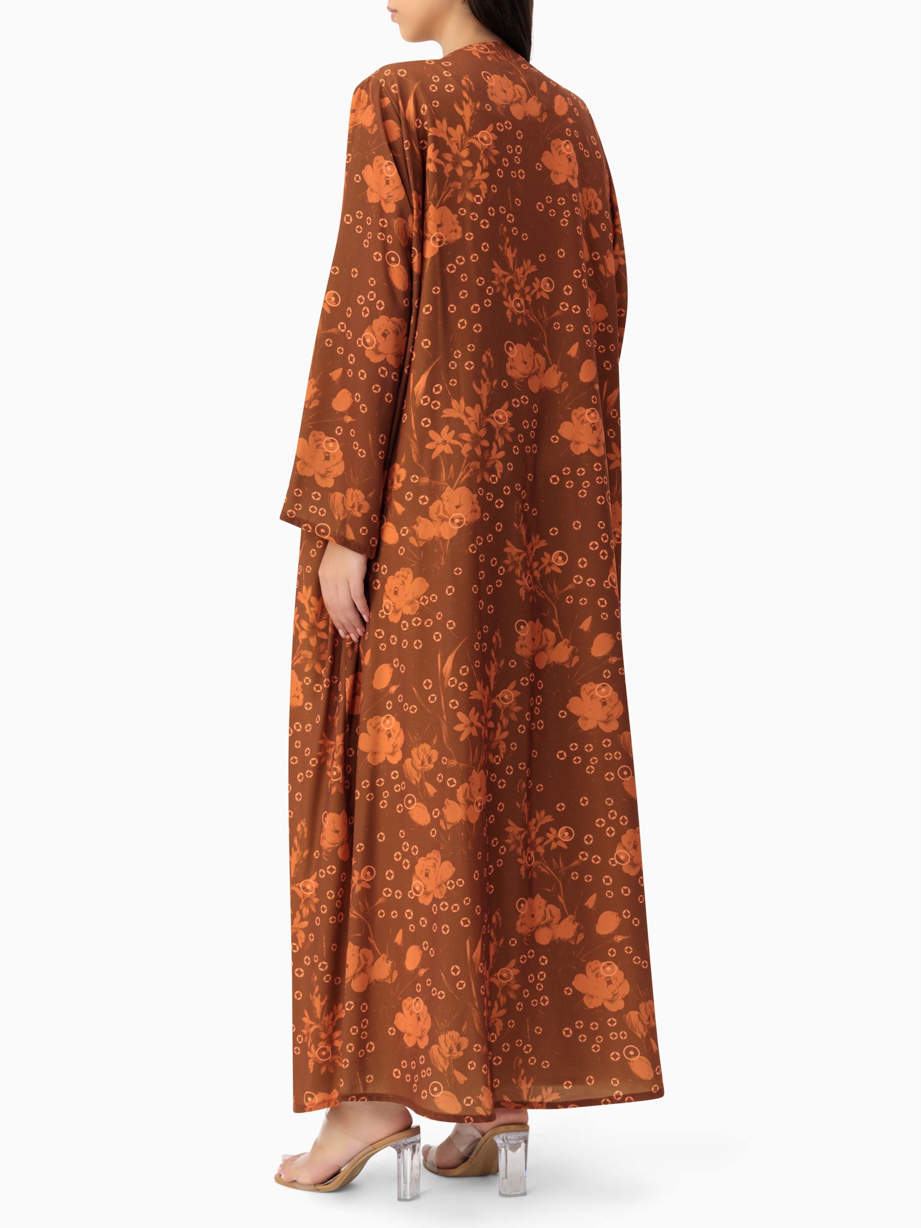 BRX print - Orange Abaya