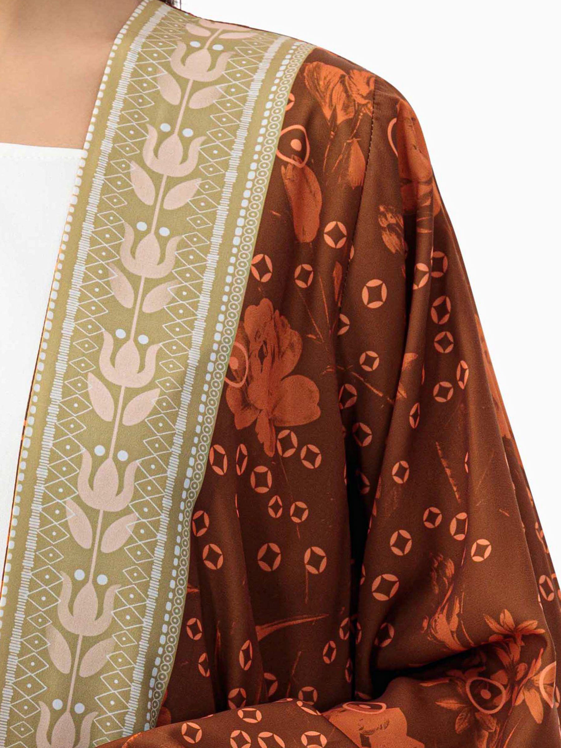 BRX print - Orange Abaya