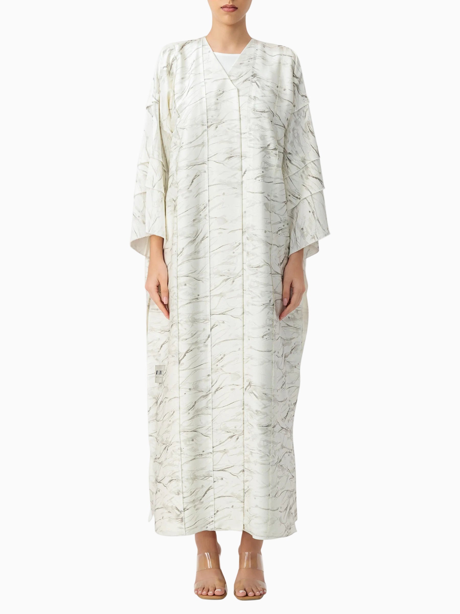 Cut Out Jacquard Off White Off-White Abaya