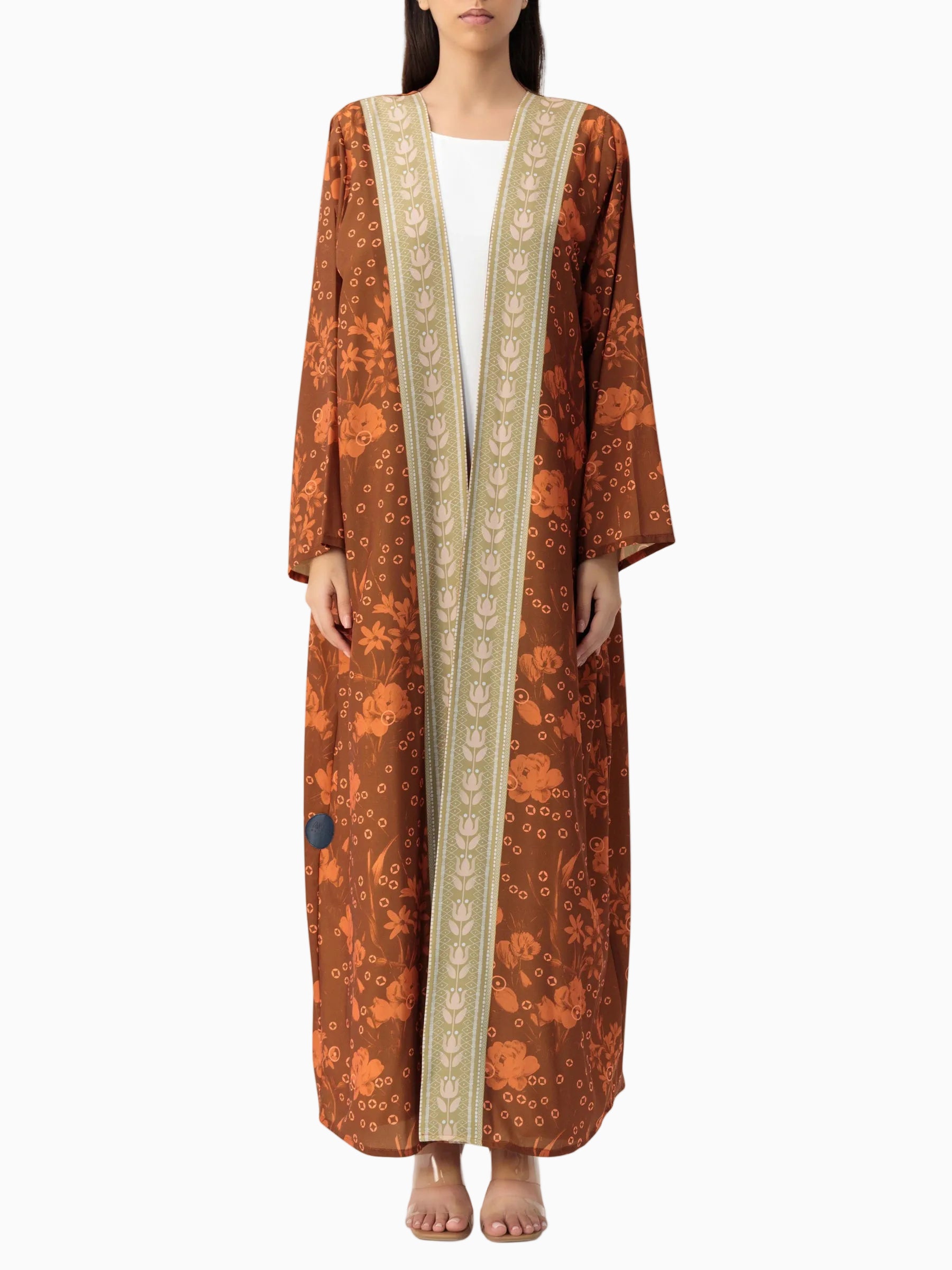 BRX print - Orange Abaya