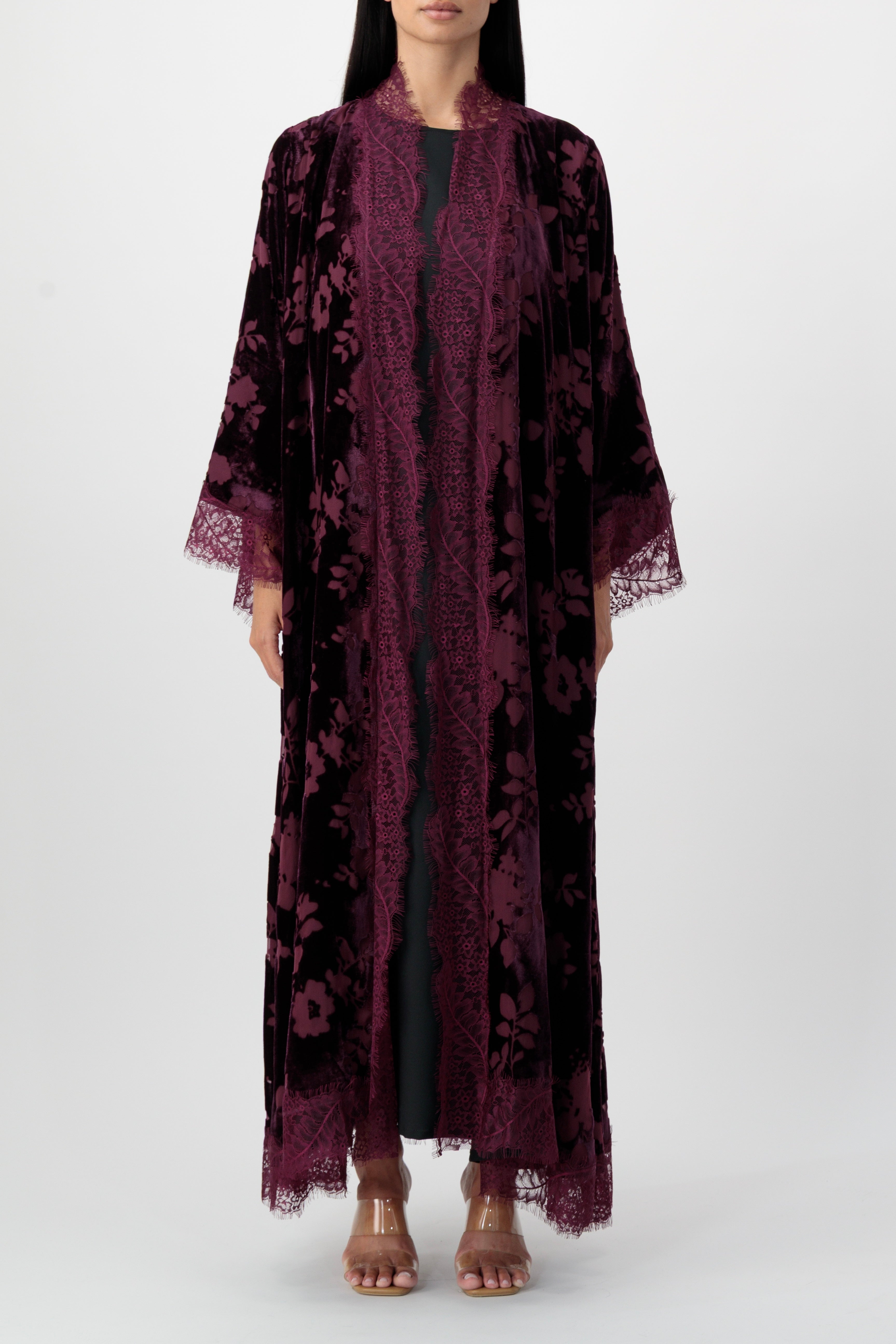 Velvet - Garden Purple/Maroon Abaya