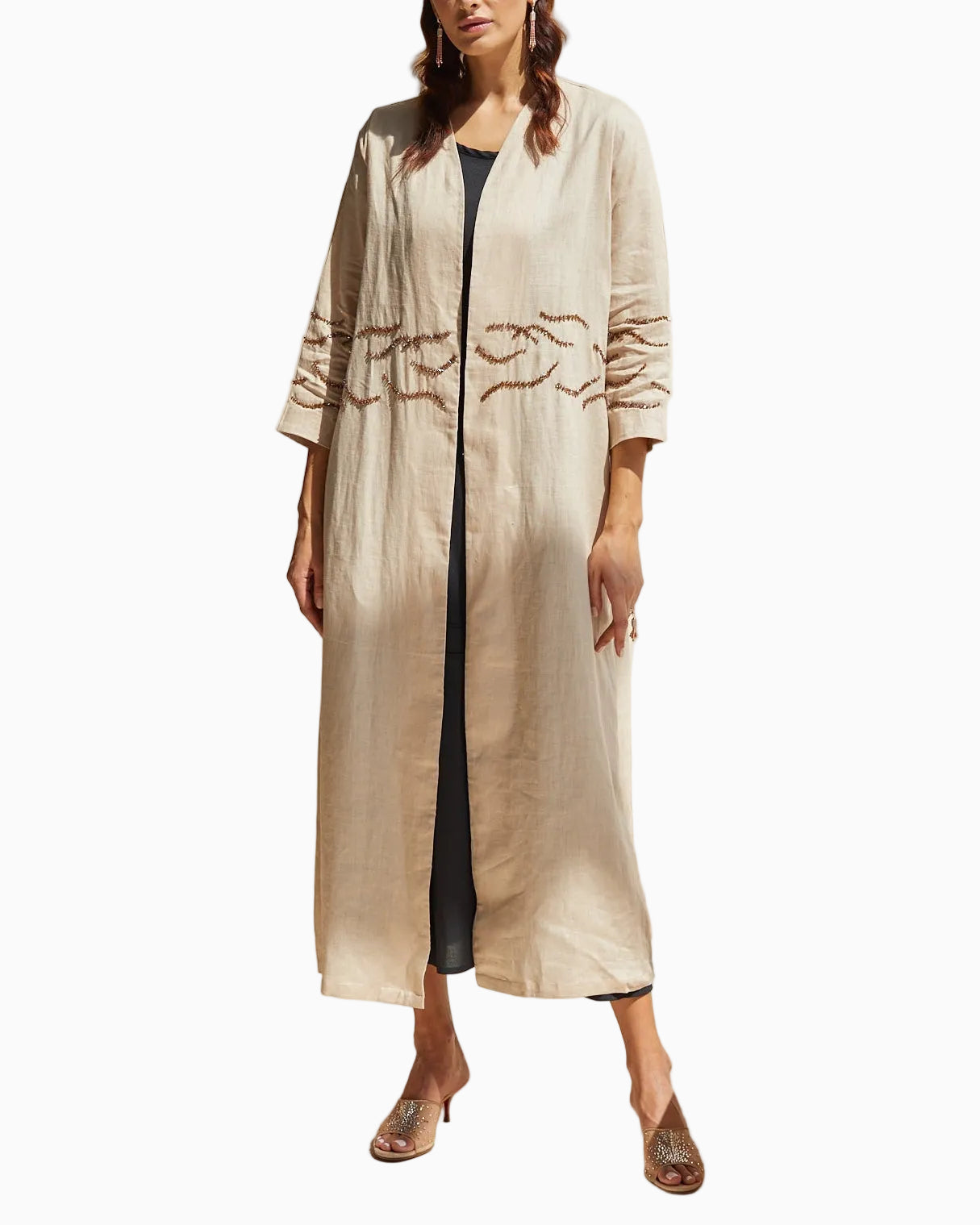 Brown Linen Embroidery
