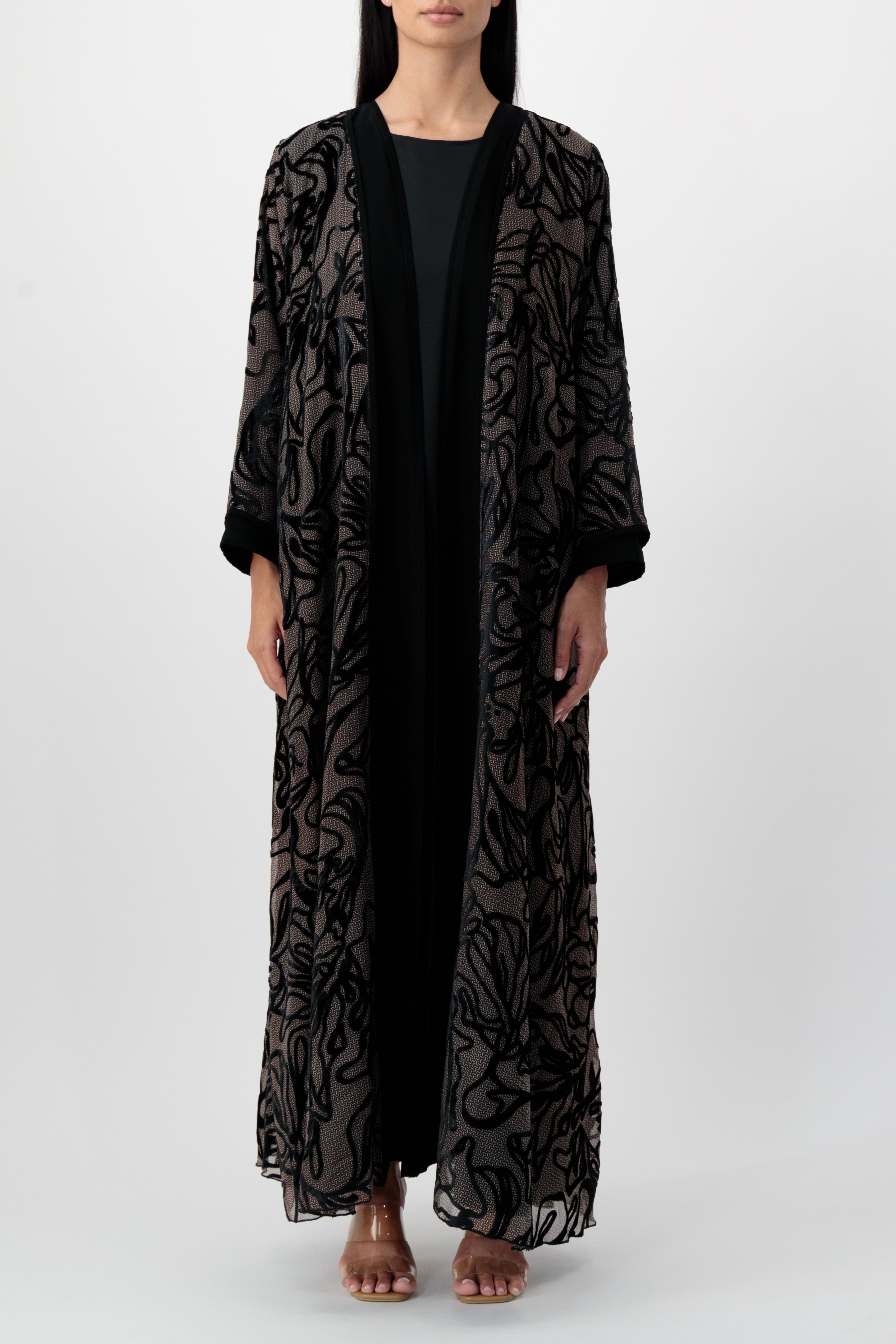 Velvet - Swirl Black Abaya