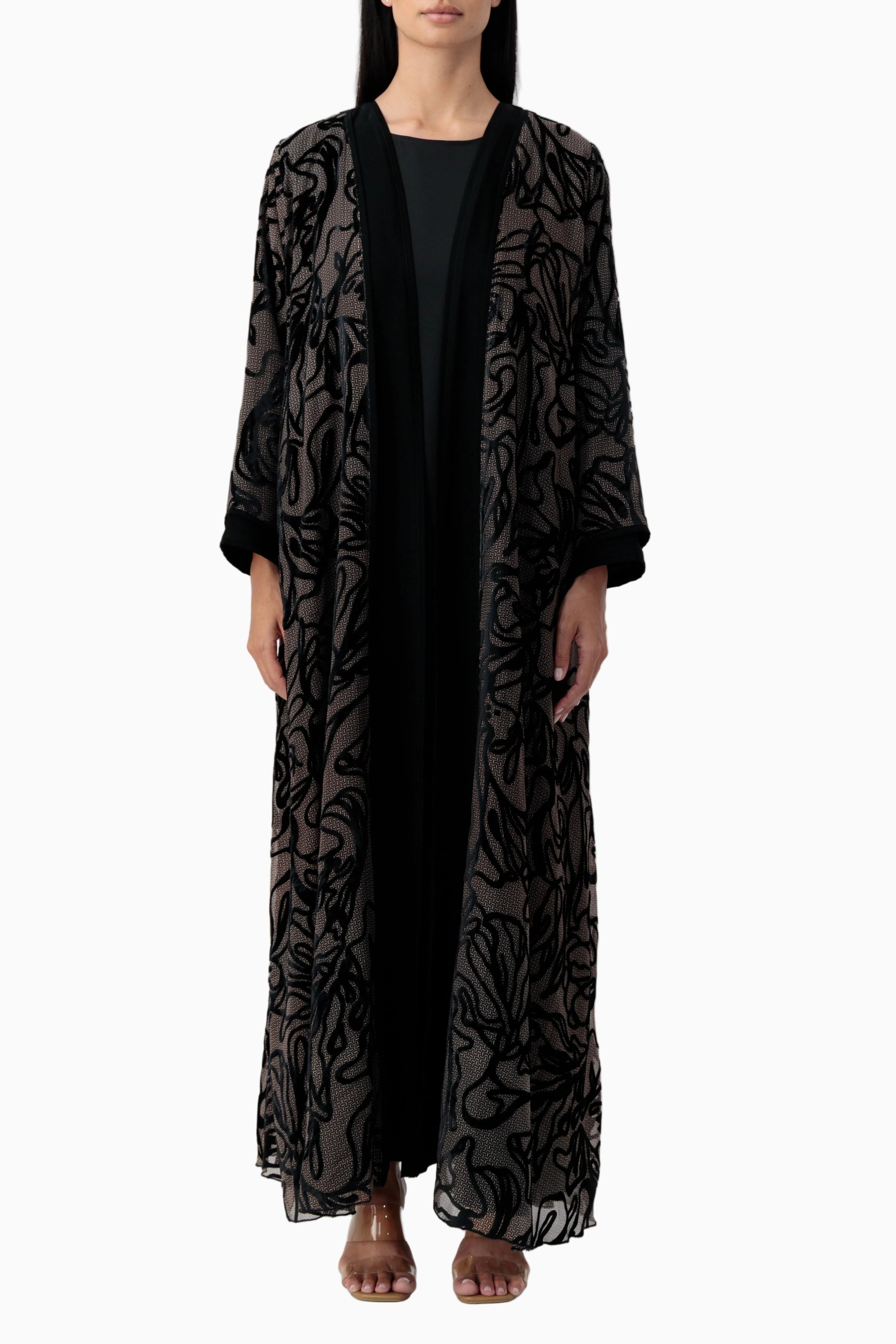 Velvet - Swirl Black Abaya