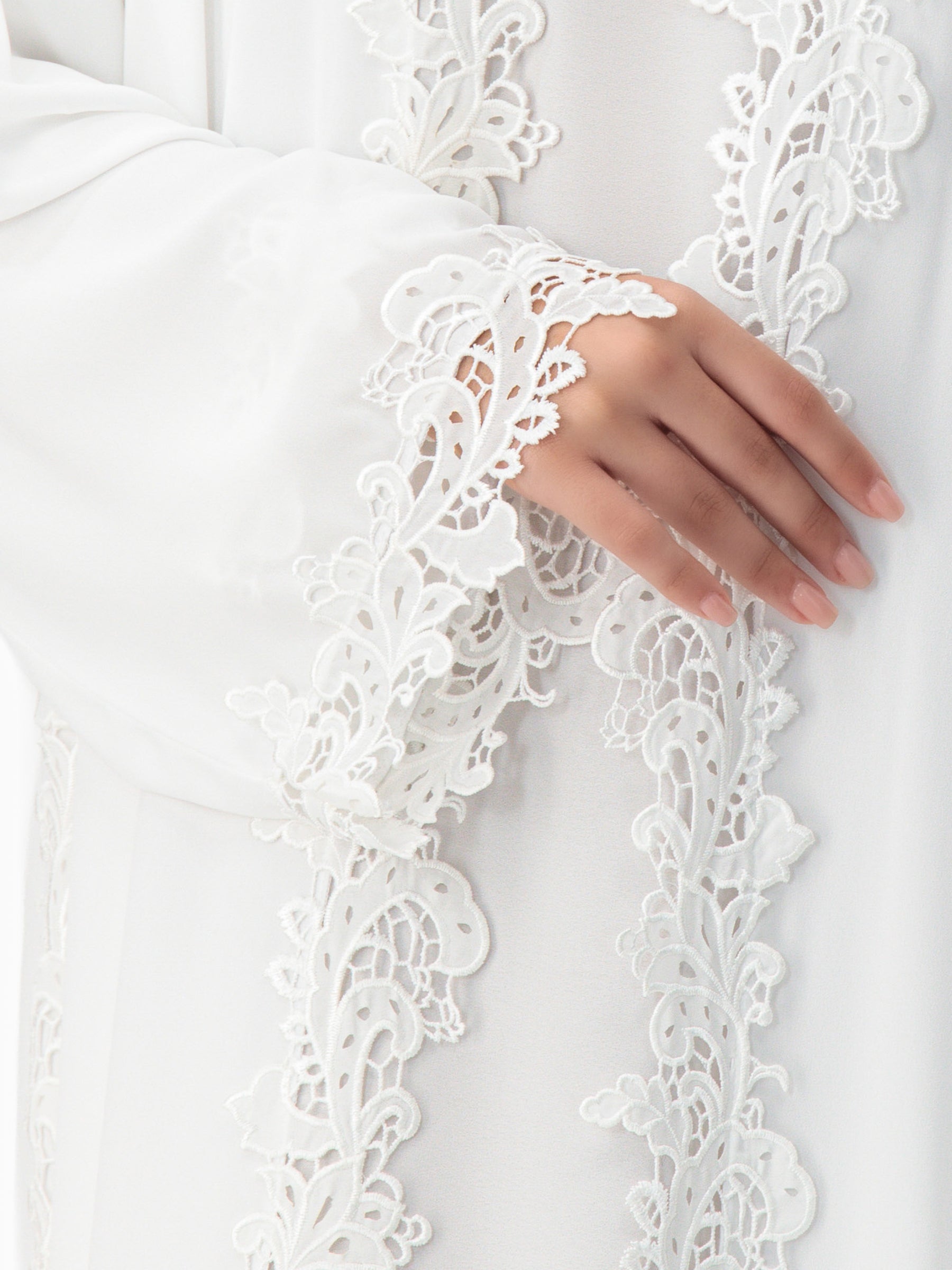 Majesty - Dantel Set (White Abaya Set)