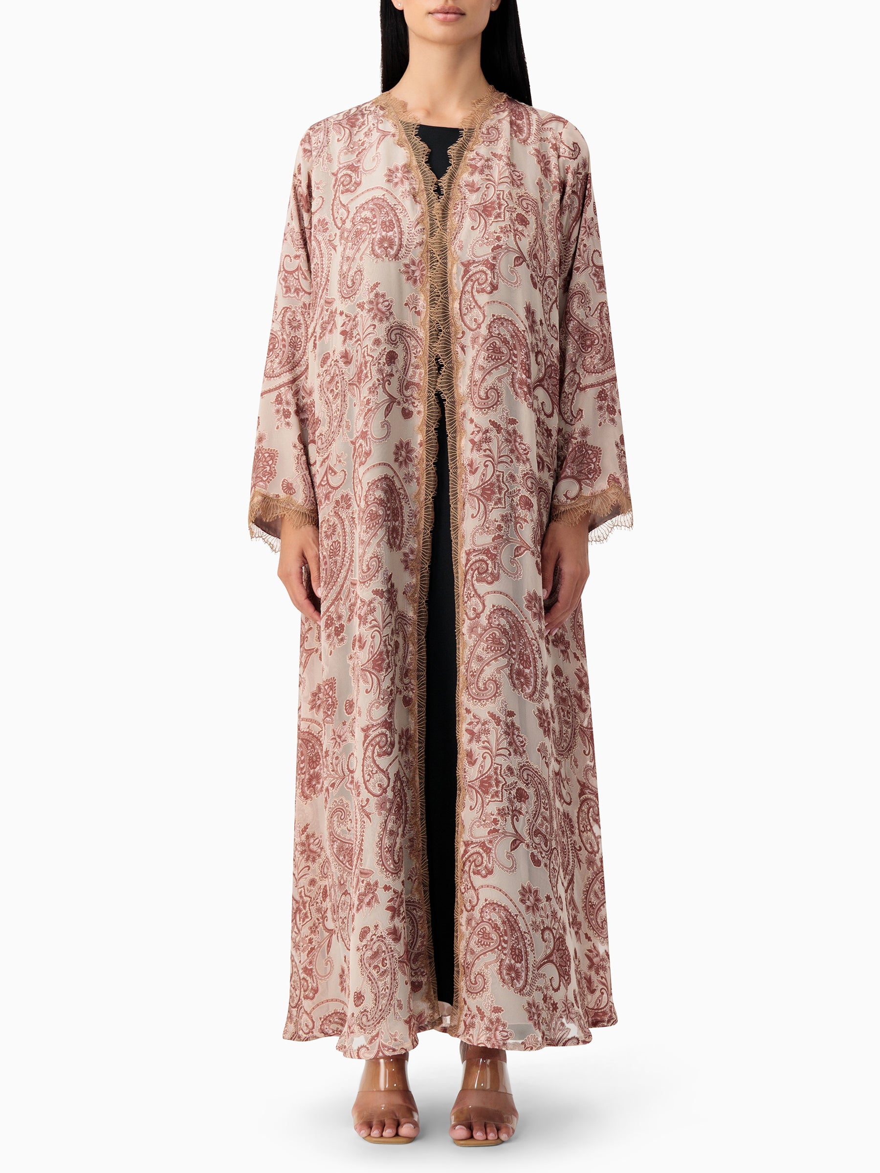 French Dantel - Paisley Beige Abaya