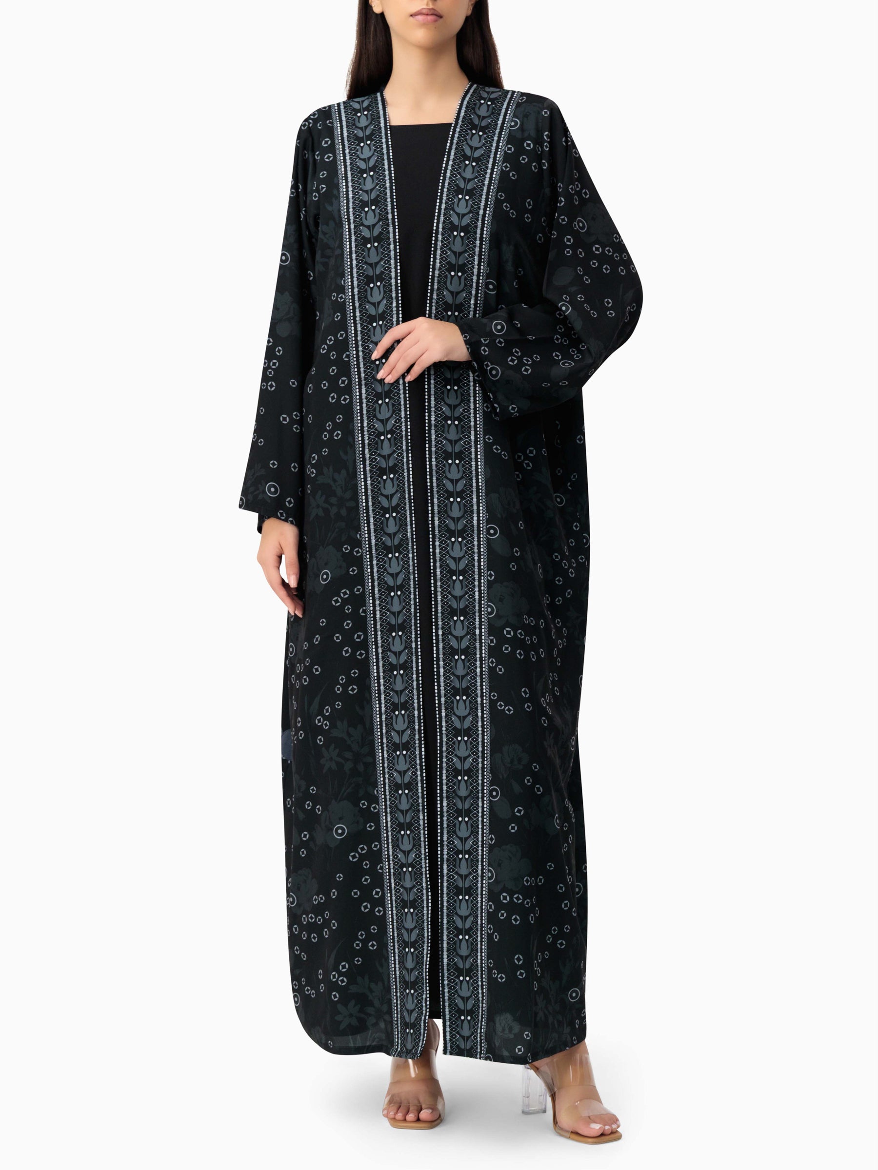 BRX print - Black Abaya