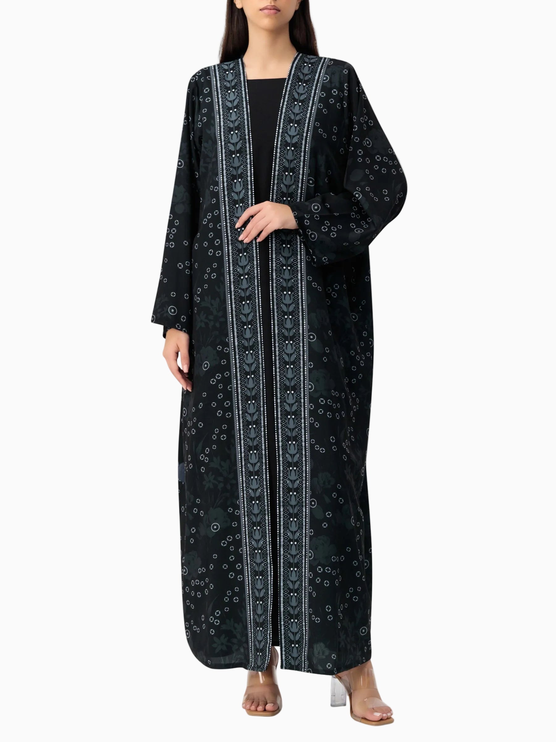 BRX print - Black Abaya