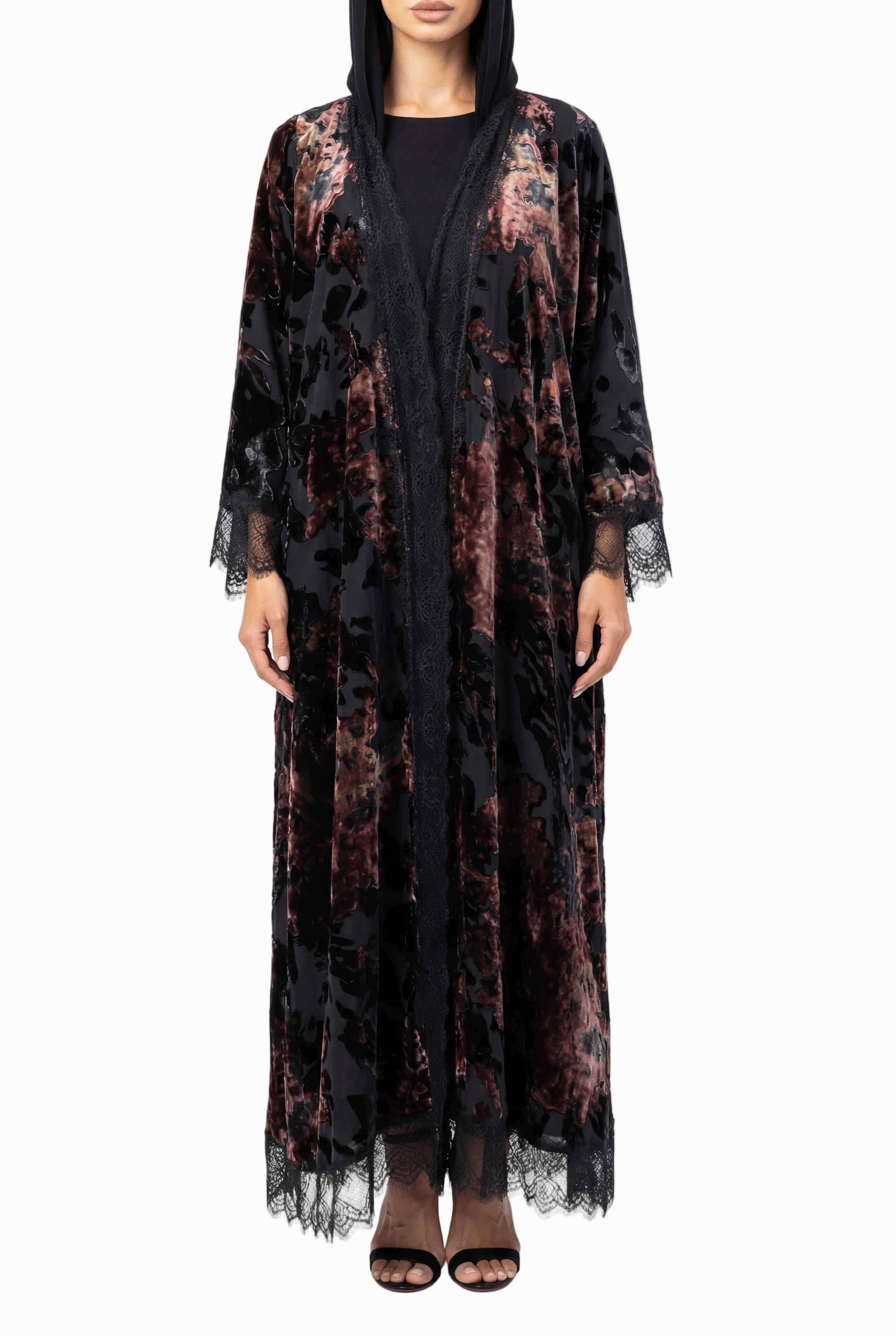 Mirage Lace - Maroon Abaya