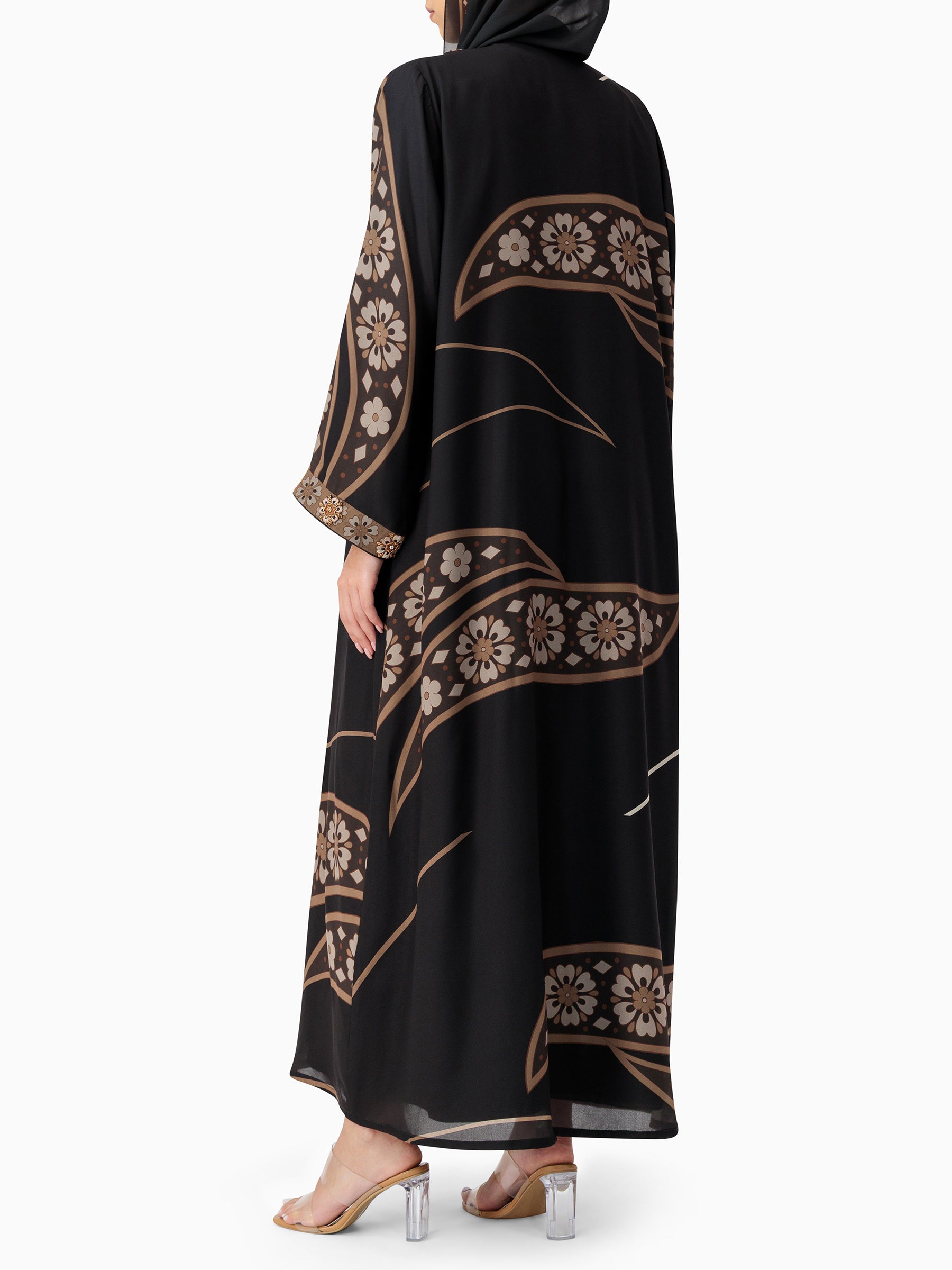 Desert Petals - Printed Brown Abaya