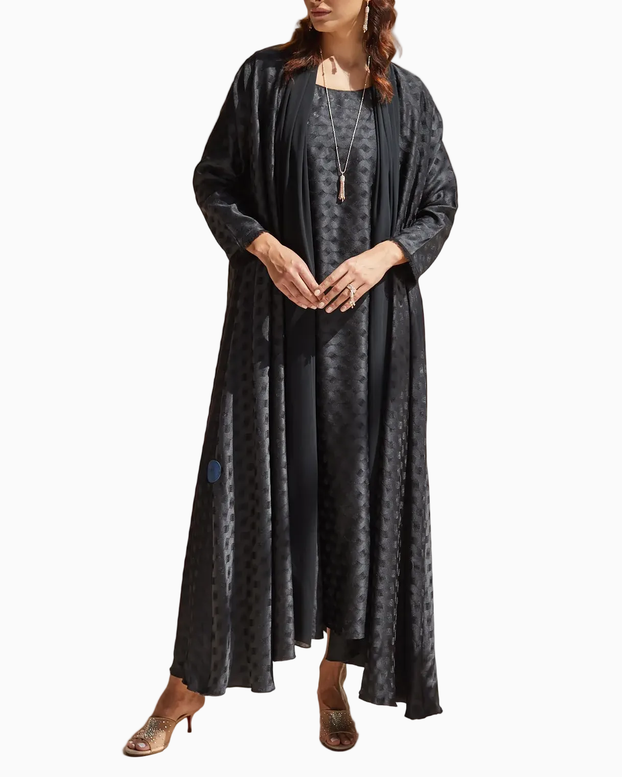Swan Set - Black Abaya and Dress Set