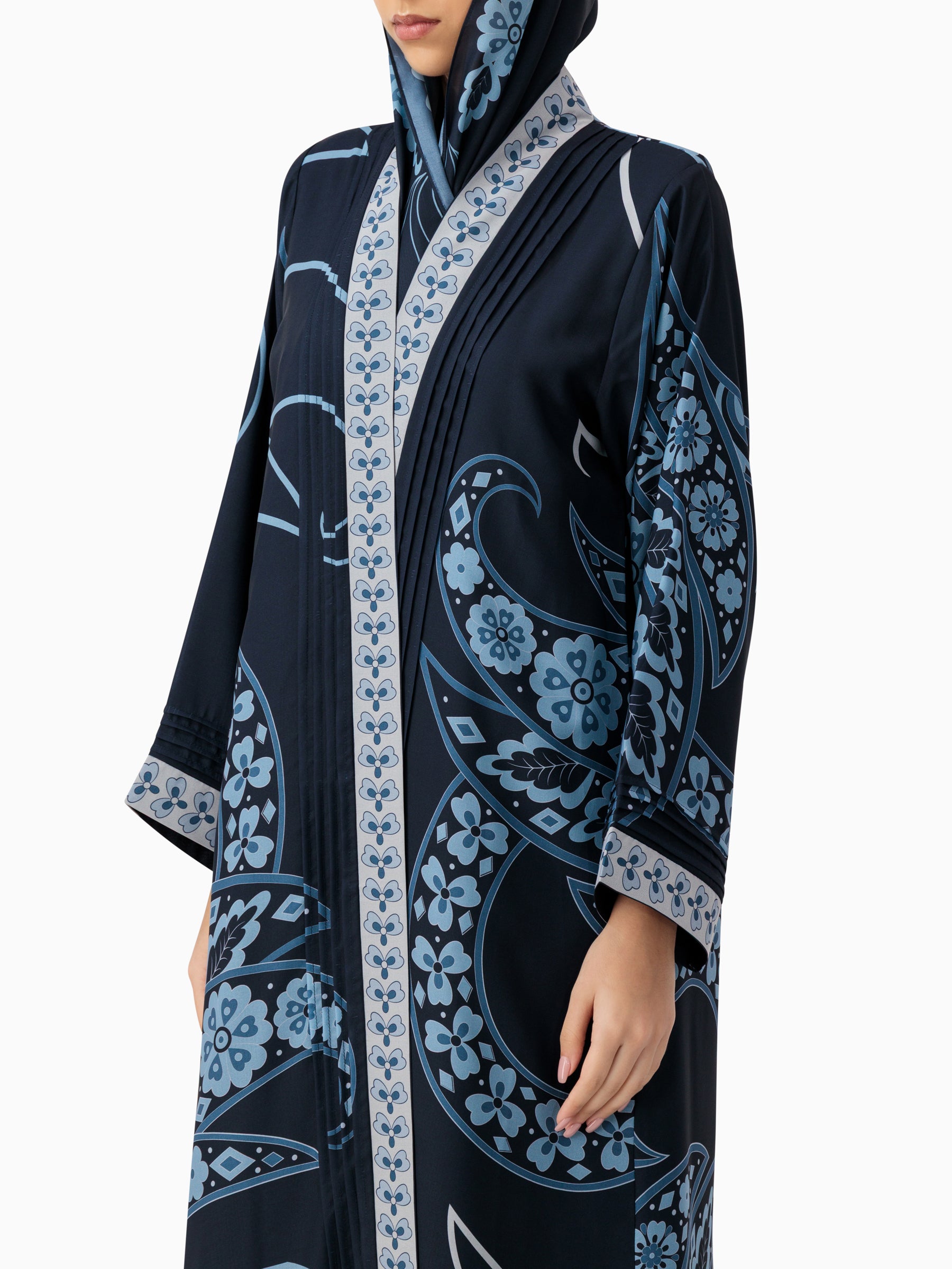 Dusk Petals - Printed Blue Abaya