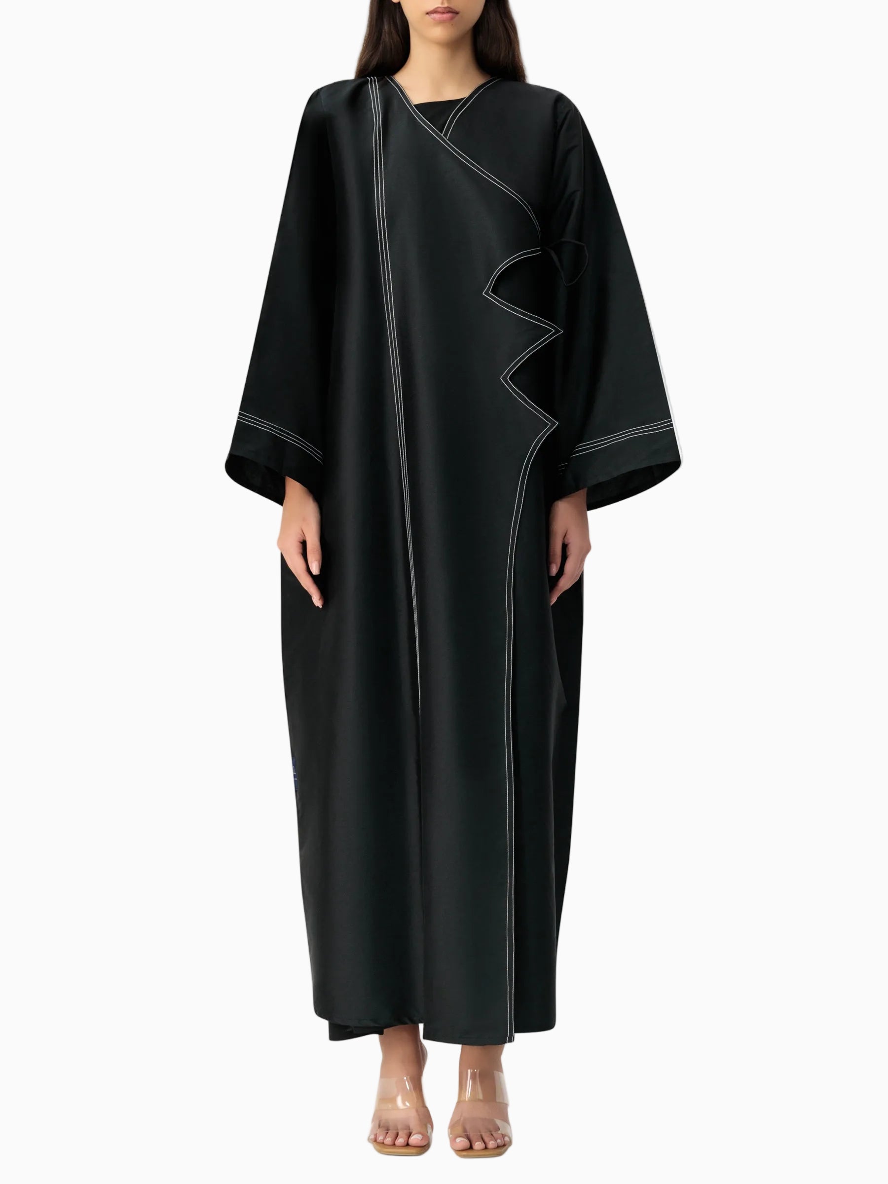 Taffeta Zigzag Black Abaya