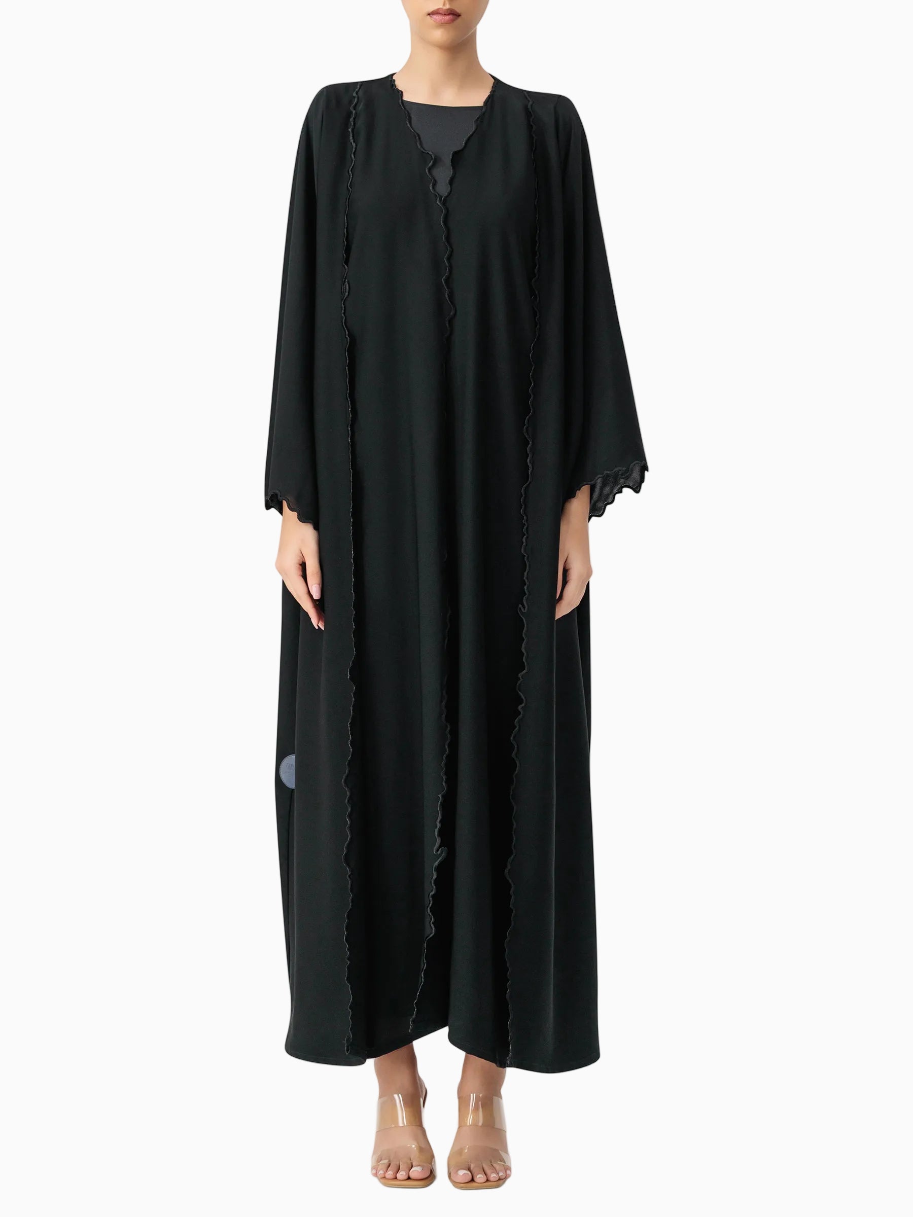 Waves Layers - Embroidery Black Abaya