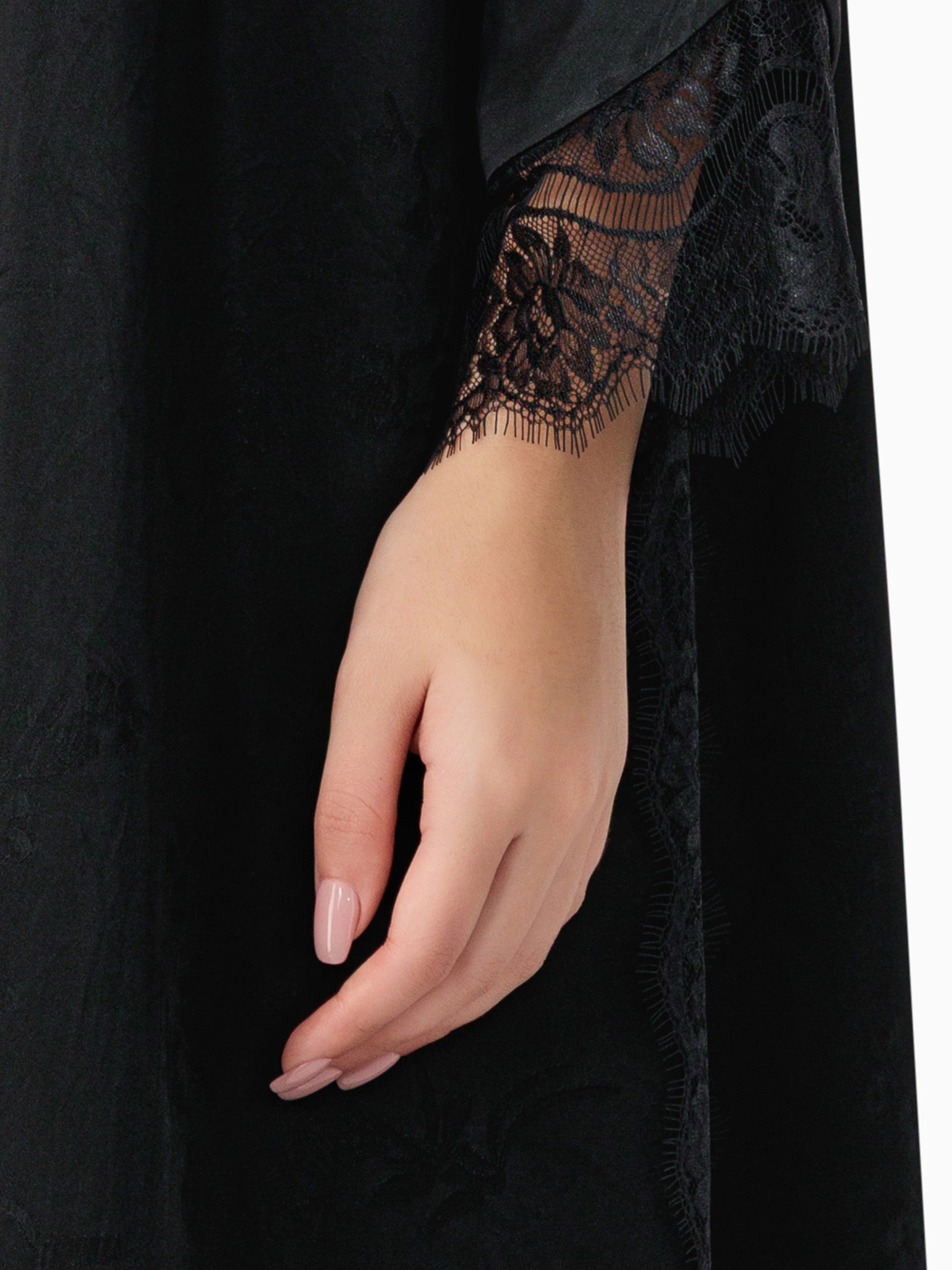 Floret - Dantel Black Abaya