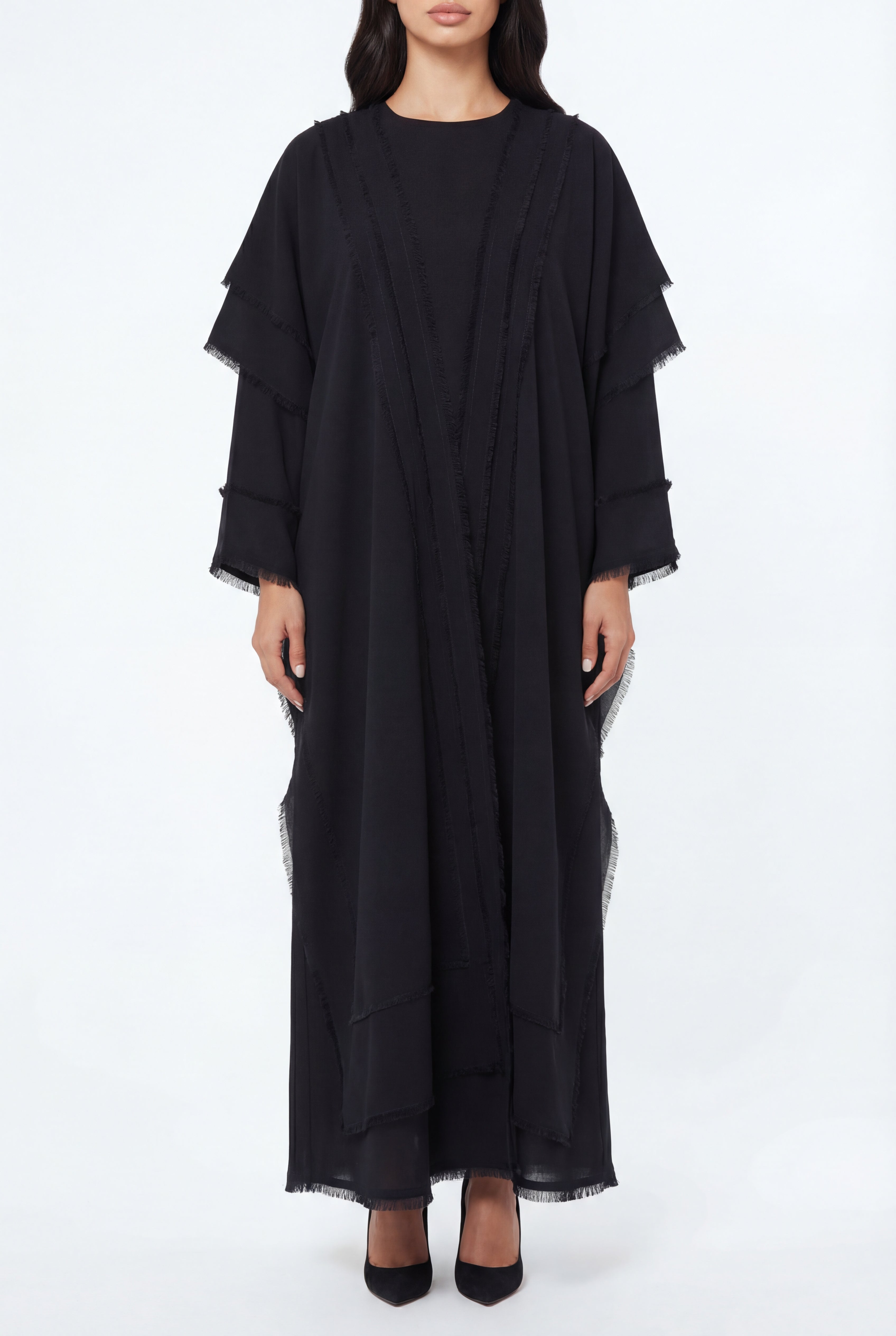 Fringe Layers (black Abaya )