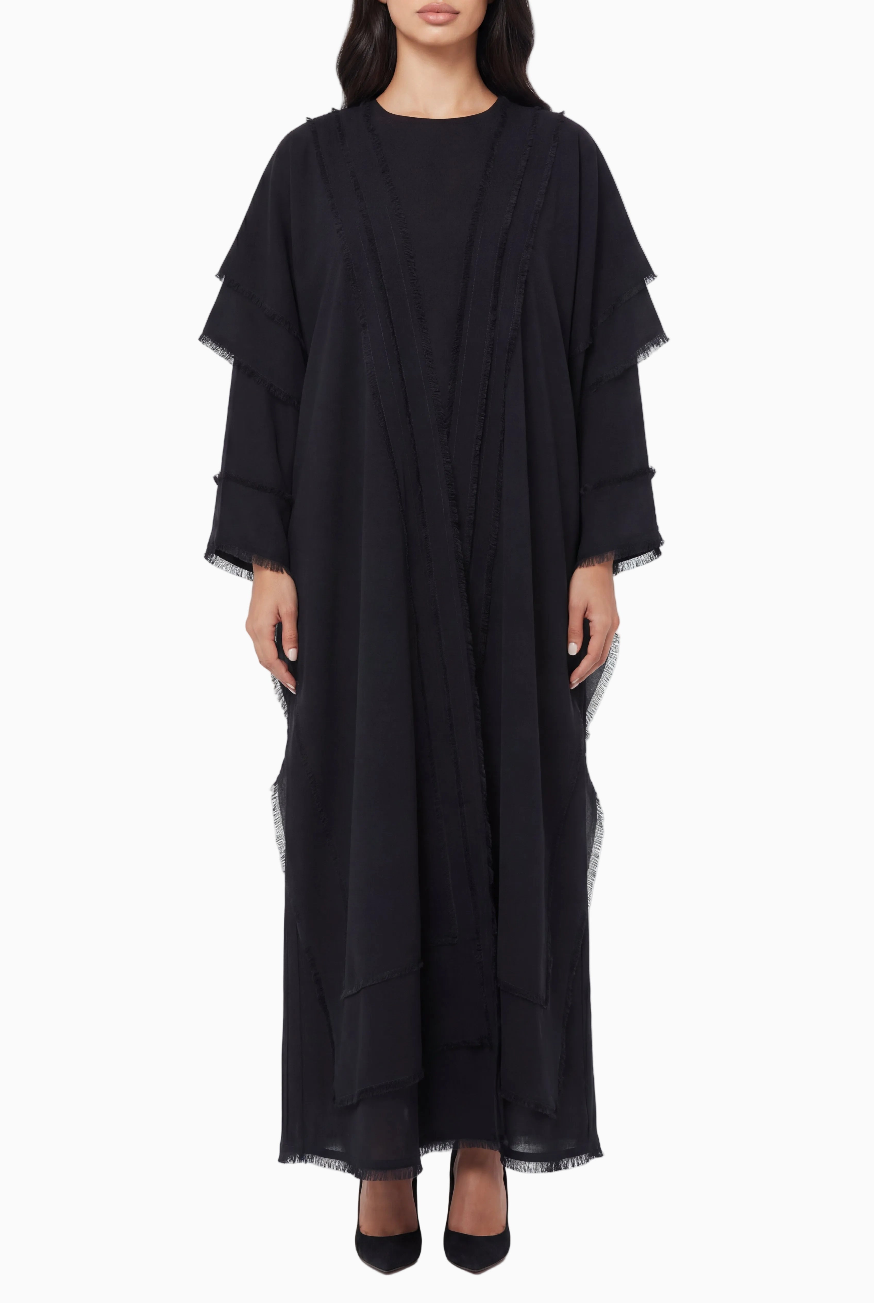 Fringe Layers (black Abaya )