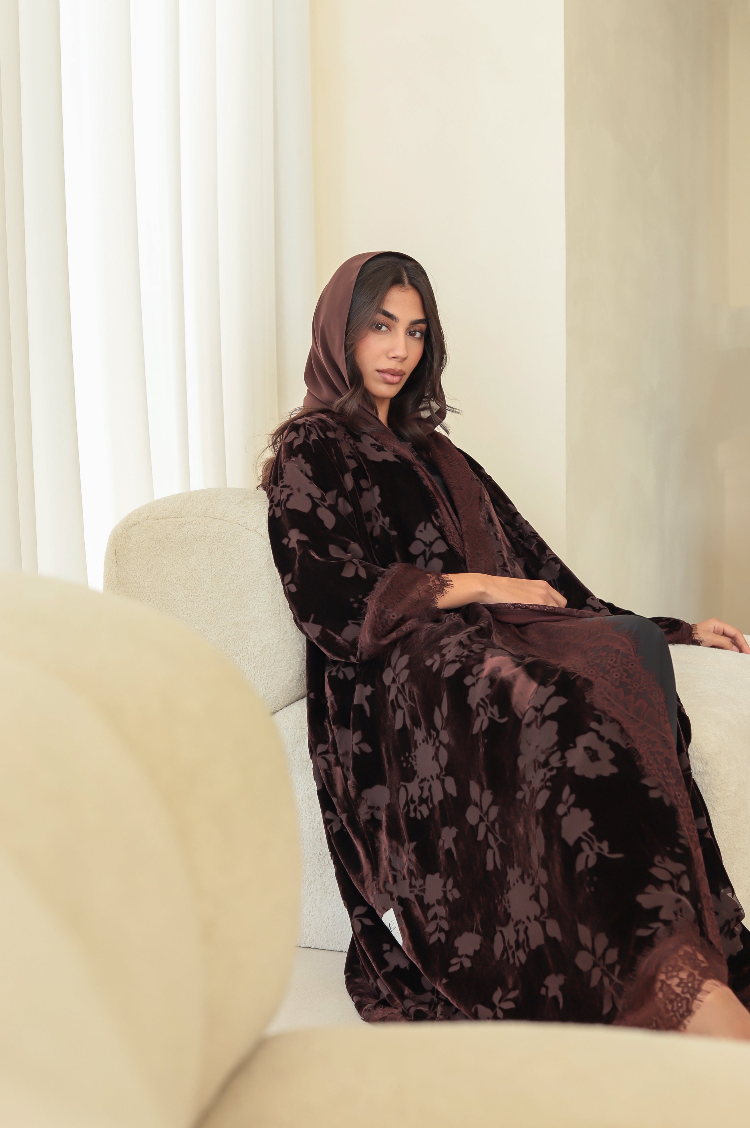 Velvet - Garden Brown Abaya