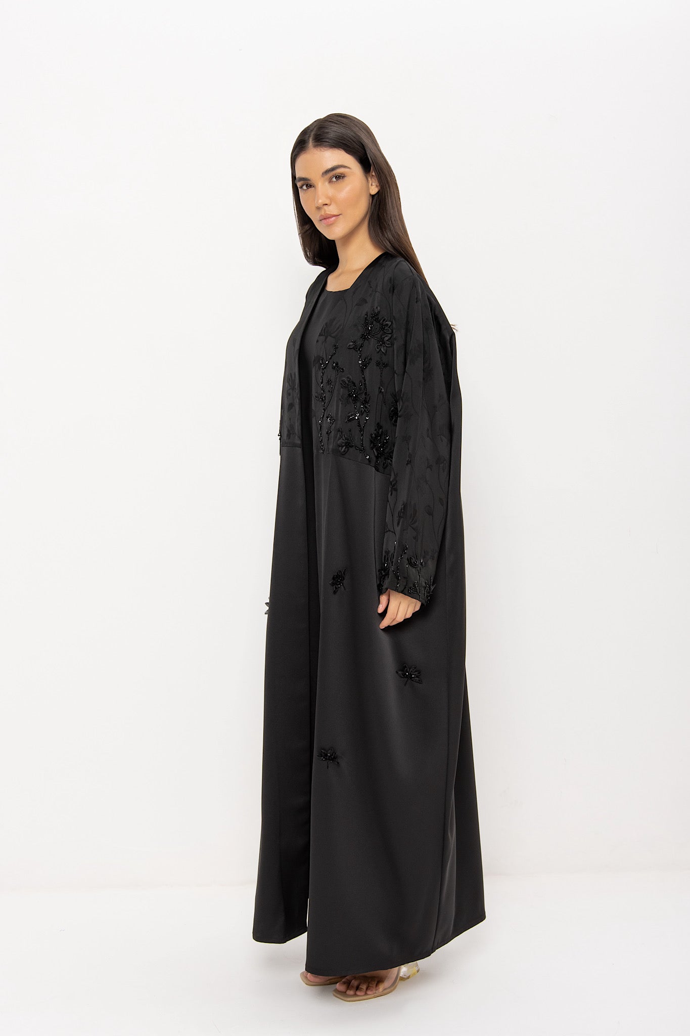 Glory - Floral Embroidery - (Black Abaya)