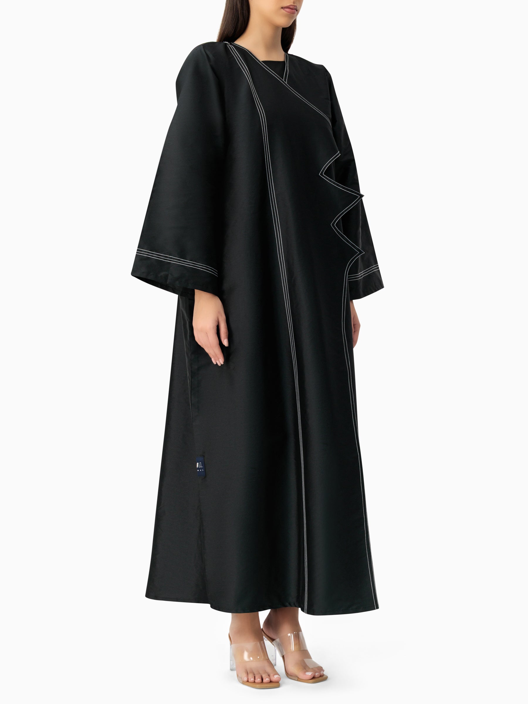 Taffeta Zigzag Black Abaya